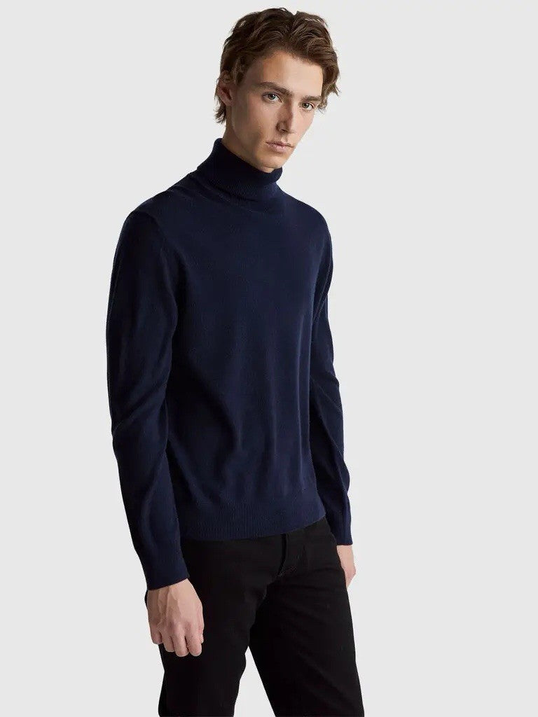United Colors of Benetton Men’s M Blue Cashmere Turtleneck Sweater