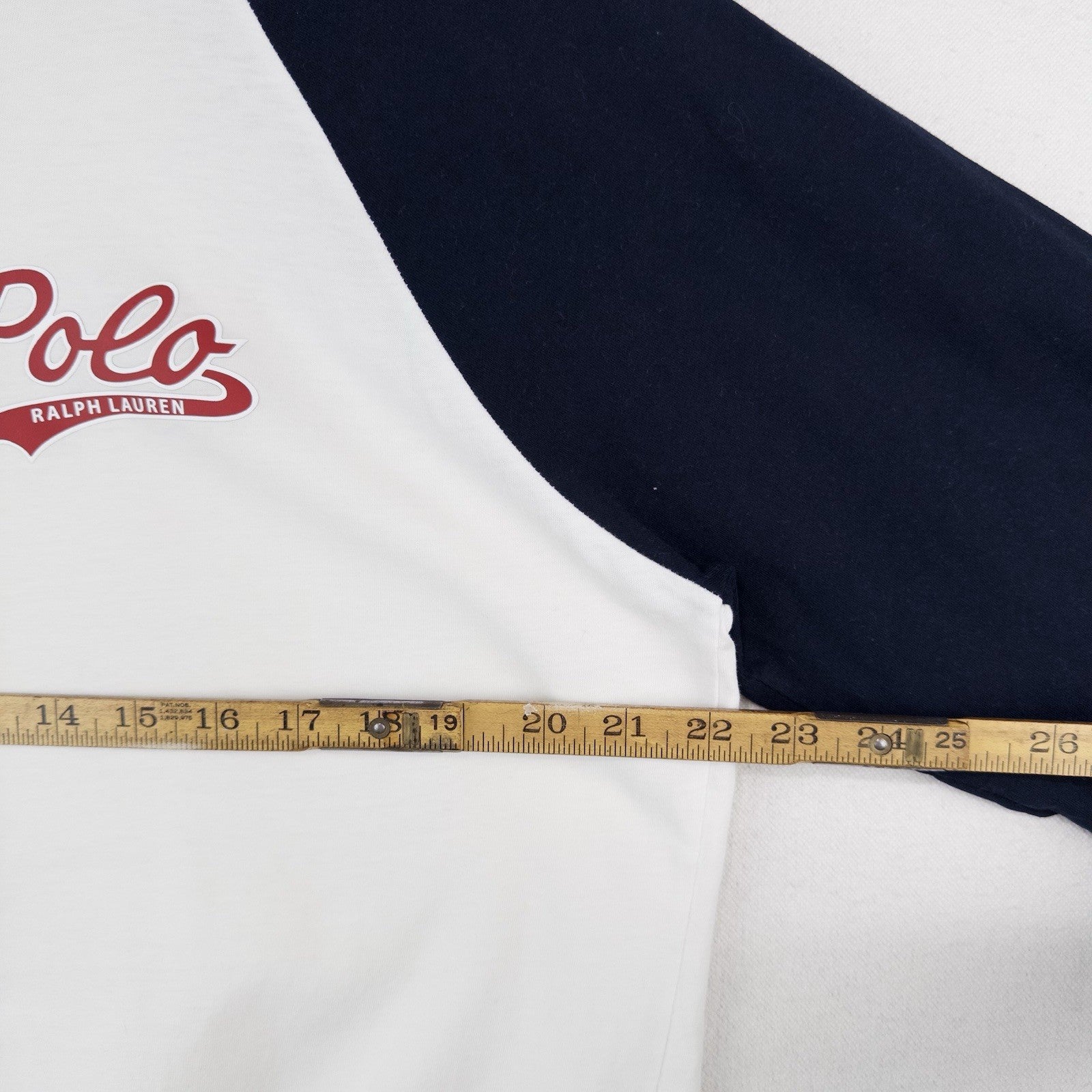 Polo Ralph Lauren Baseball T-Shirt Chest Logo Long Sleeve Mens XL Blue White