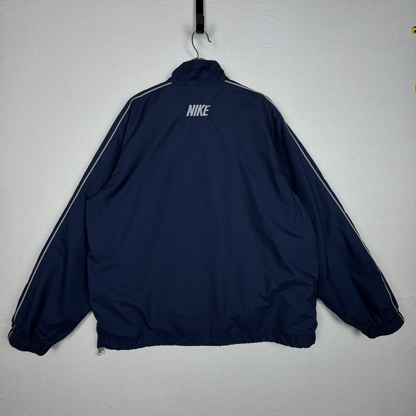 Vintage 90s Nike Jacket Mens XL Navy Blue Full Zip Nylon Windbreaker Jacket