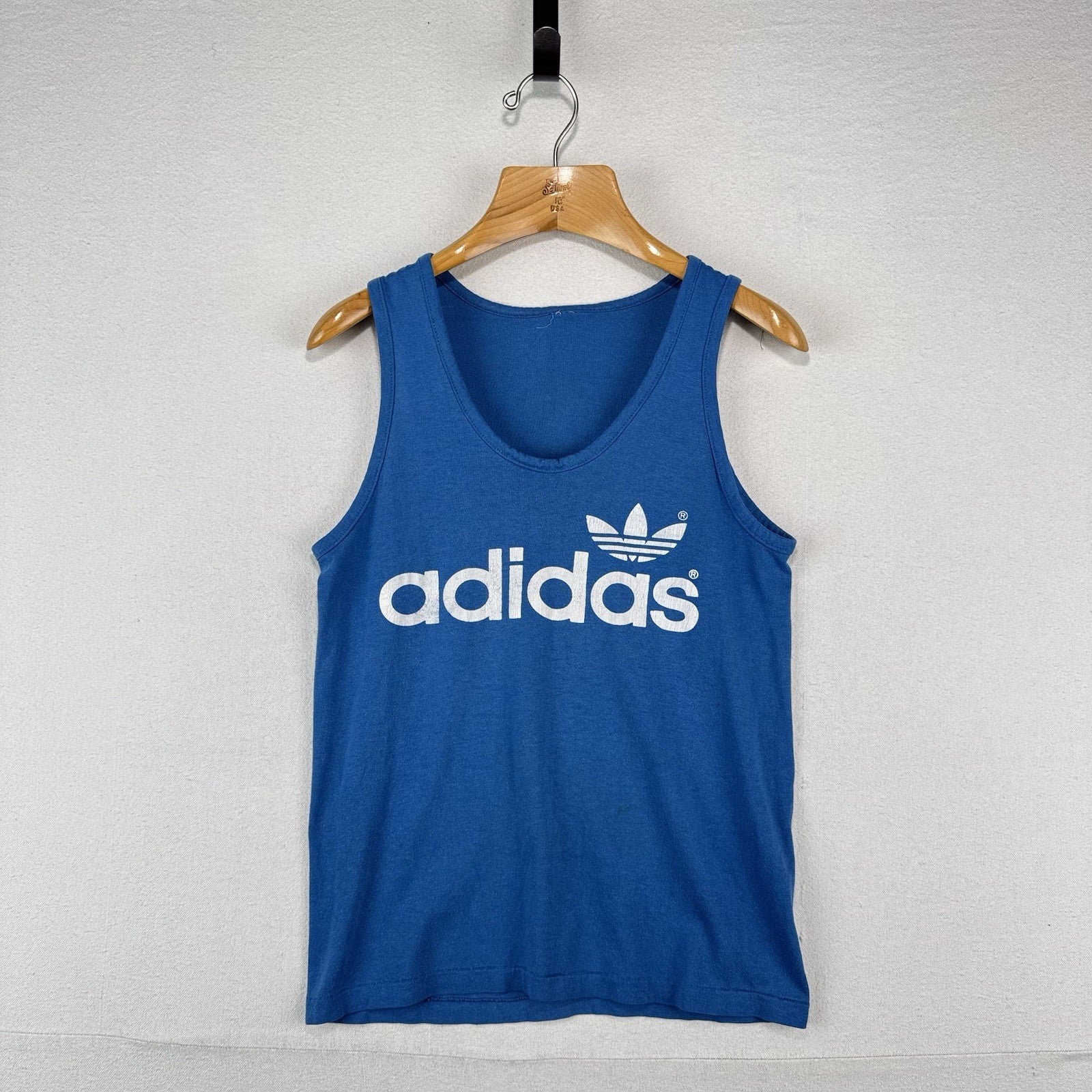 80’s Vintage Adidas Men’s Small (34”) Tank Top Shirt Trefoil Logo Retro Blue