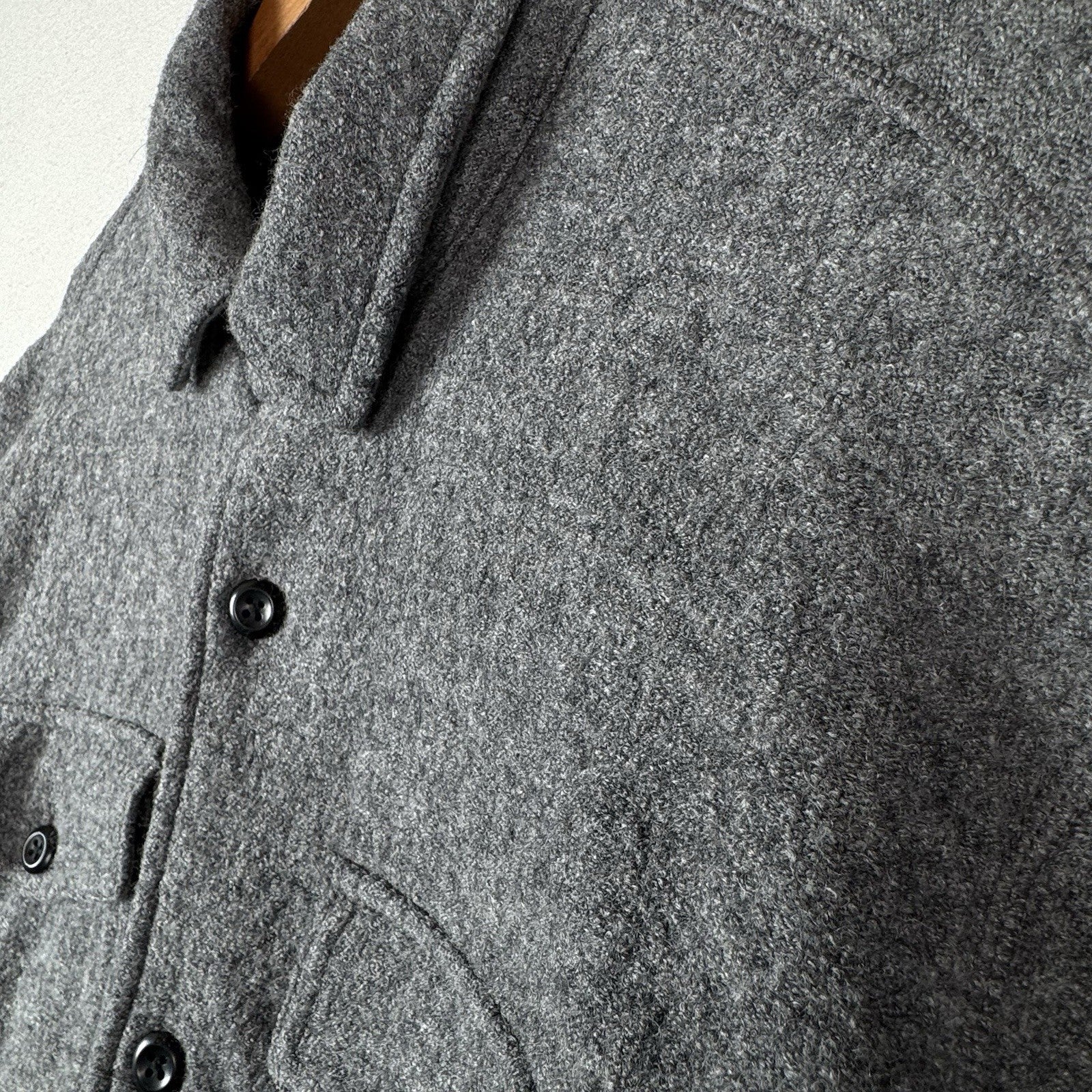 Banana Republic Wool Boucle Shirt Jacket Men’s Large Tall Gray Heather Button Up