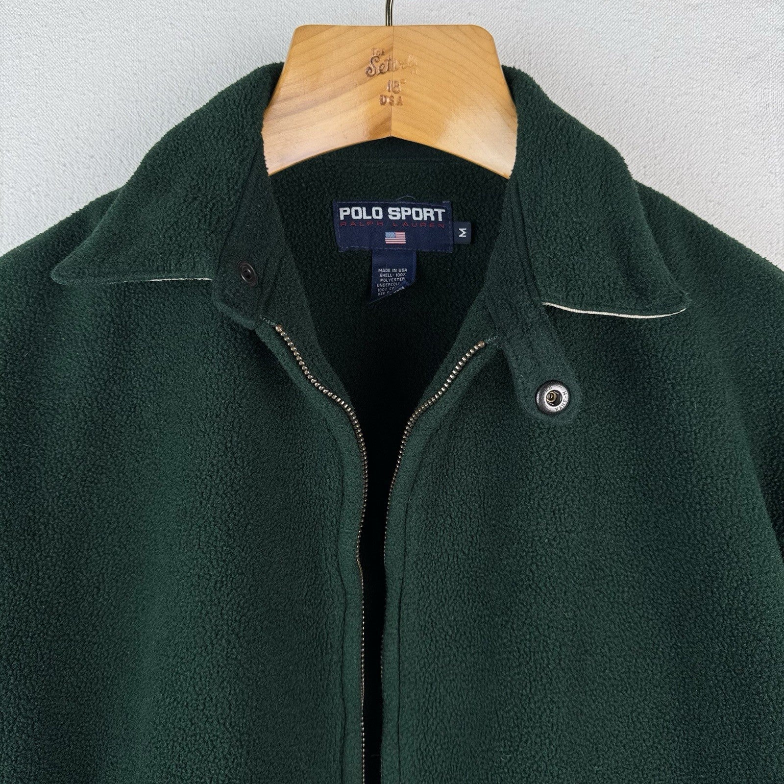 90’s Vintage Ralph Lauren Polo Sport Men’s M Green Fleece Harrington Jacket USA