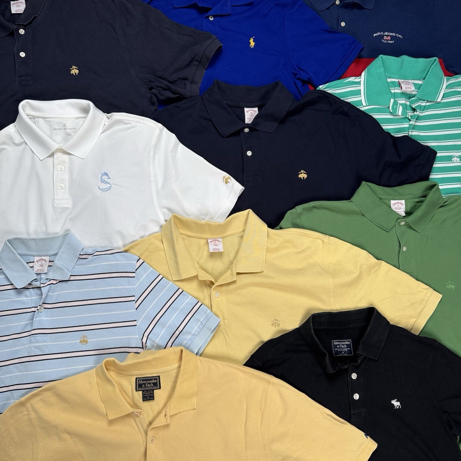 Lot of 11 Brooks Brothers, Ralph Lauren, Abercrombie Polo Shirts S,M,L,XL,2XL