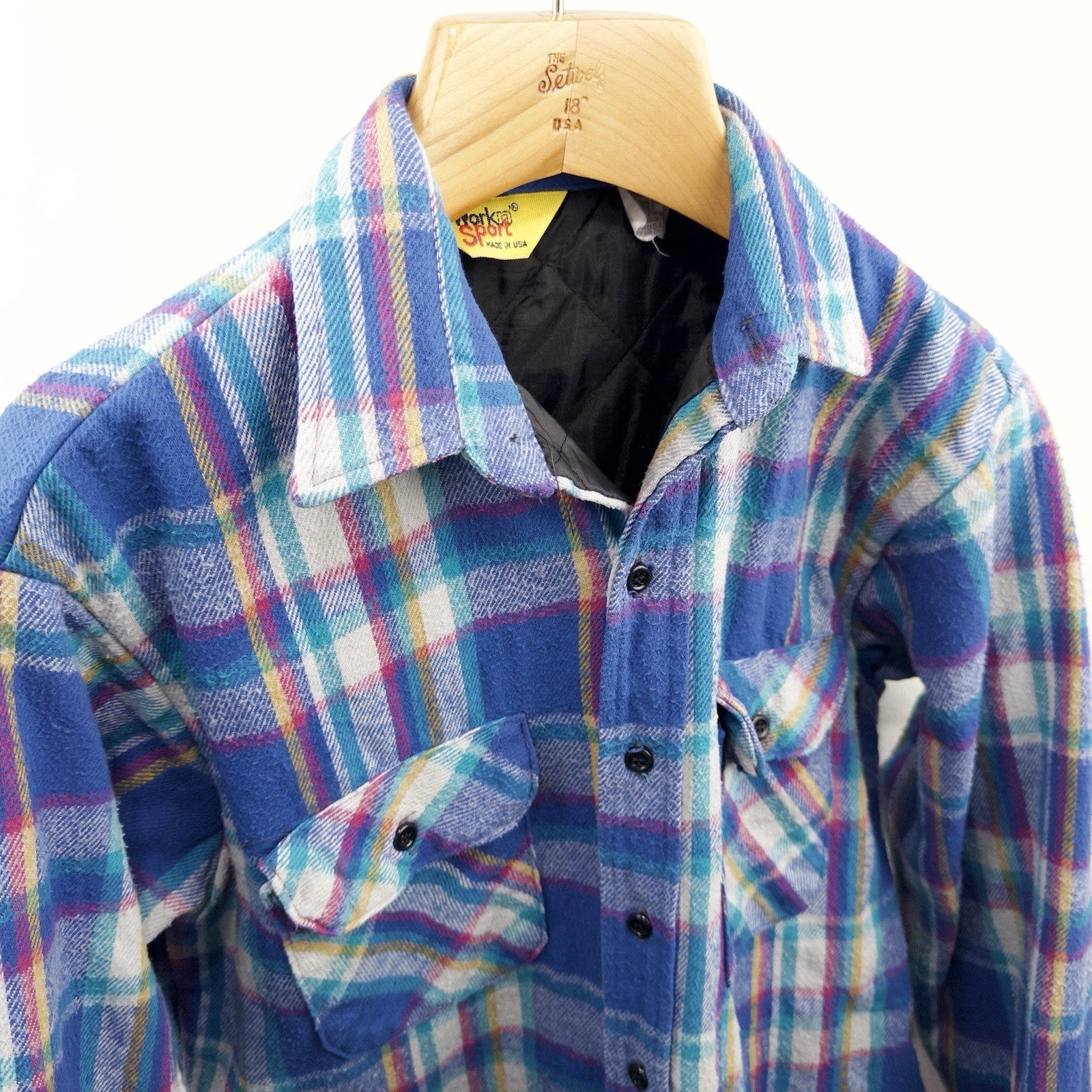 80’s Vtg Work N Sport Men’s M Heavyweight Insulated Plaid Flannel Shirt