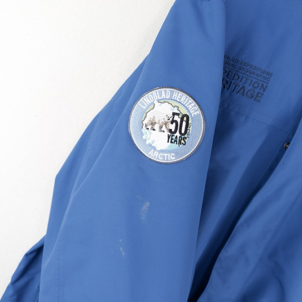 Lindblad Expeditions Men's XL Blue Parka Jacket Faux Fur Hood Waterproof Nat Geo