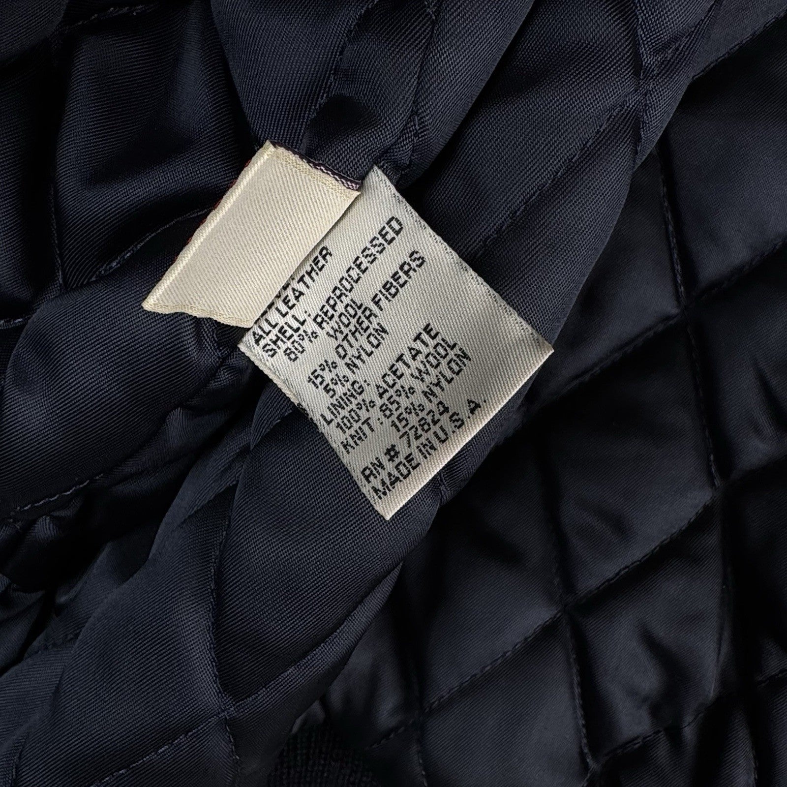 US Customs X Golden Bear Varsity Navy Wool Leather Jacket Mens Large Made USA