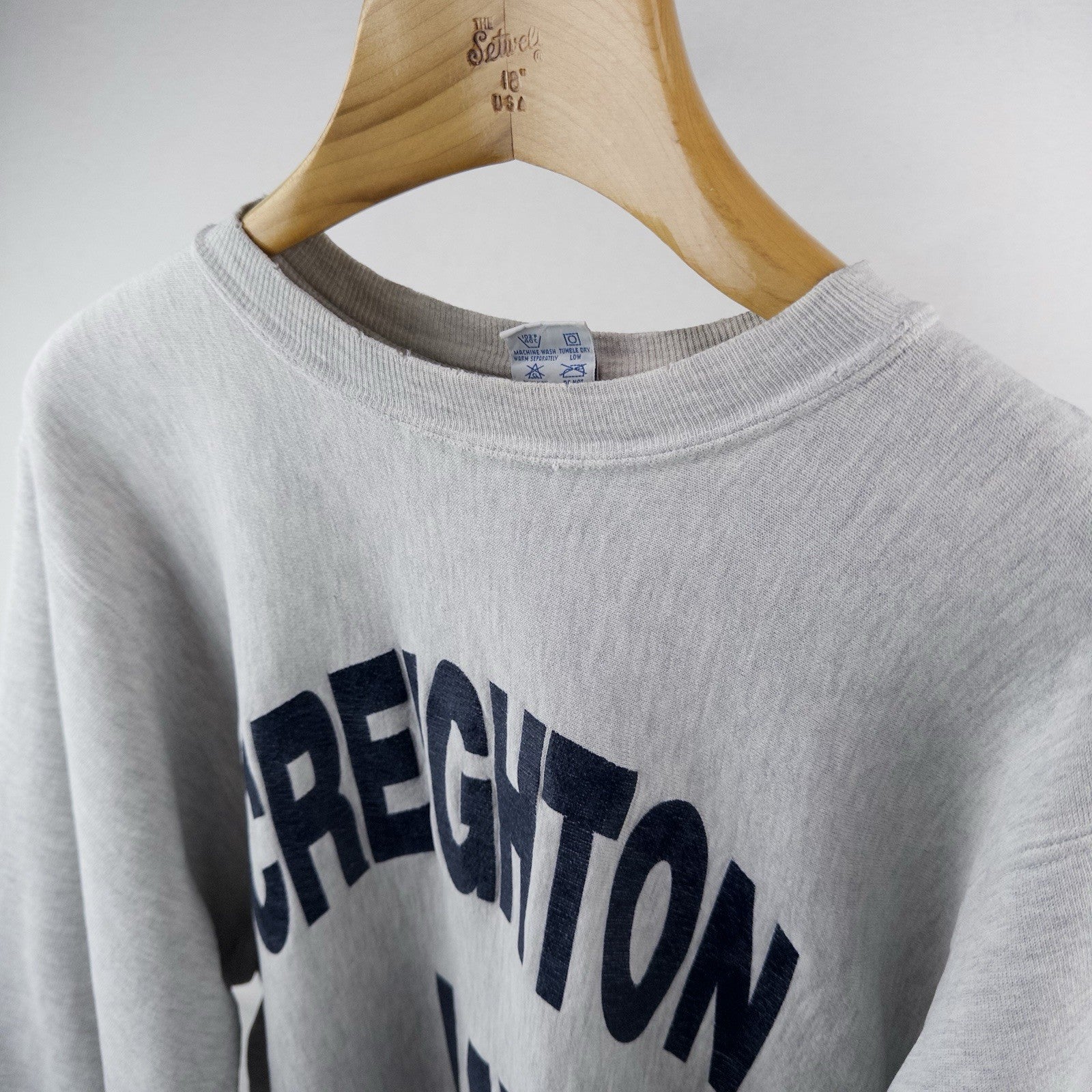 80’s Vtg Champion Creighton Law Reverse Weave Crew Sweatshirt 2XL Gray Made USA