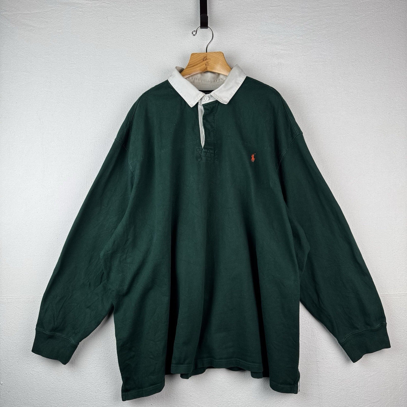 90’s Vtg Polo Ralph Lauren Men’s 6XB Green Quilted Rugby Elbow Patches