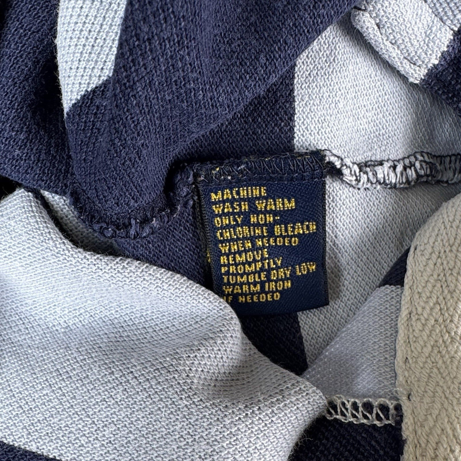 Ralph Lauren Rugby Short Sleeve Striped Blue Mesh Polo Shirt Mens Small