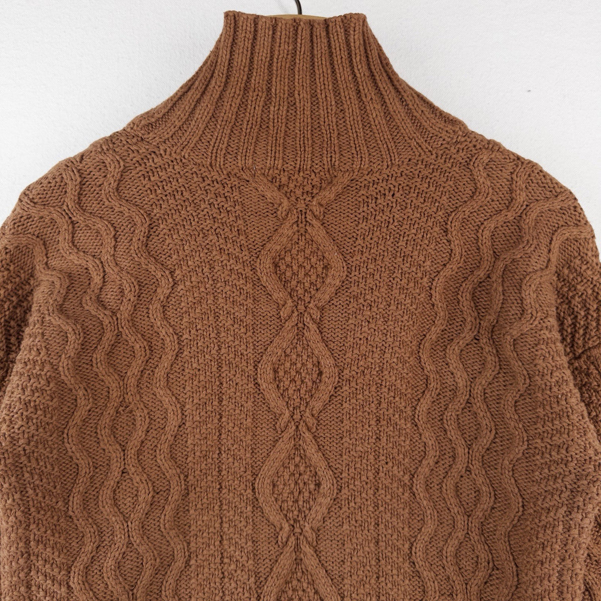Cambridge Dry Goods Brown Cable Knit Wool Shawl Collar Sweater Women’s Small