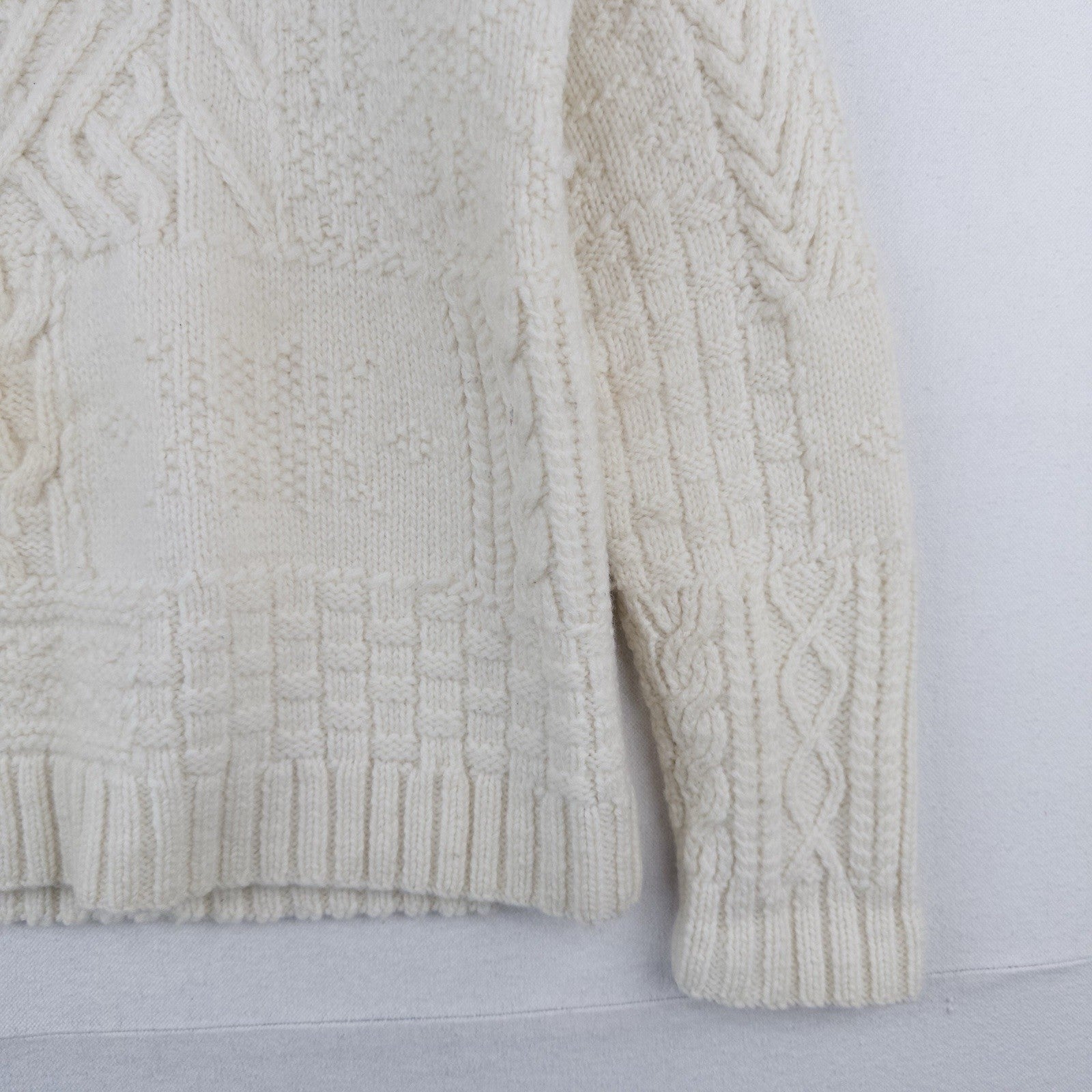90’s Vtg Ralph Lauren Handknit Aran Patchwork Sweater Women’s M Cream *Read