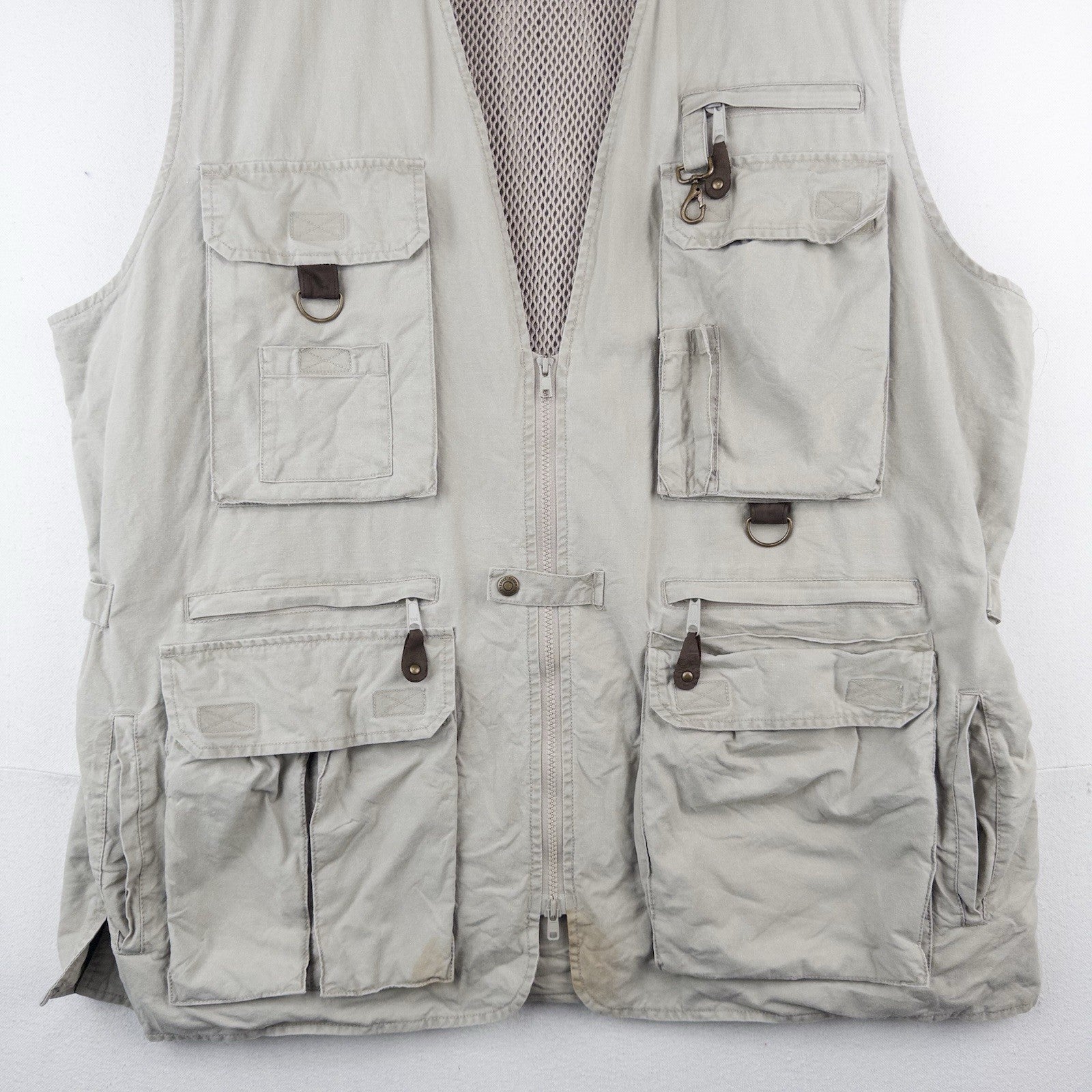 90’s Vtg Eddie Bauer Vest Men’s 2XLT Beige Fishing Jacket Hunting Cargo *Read