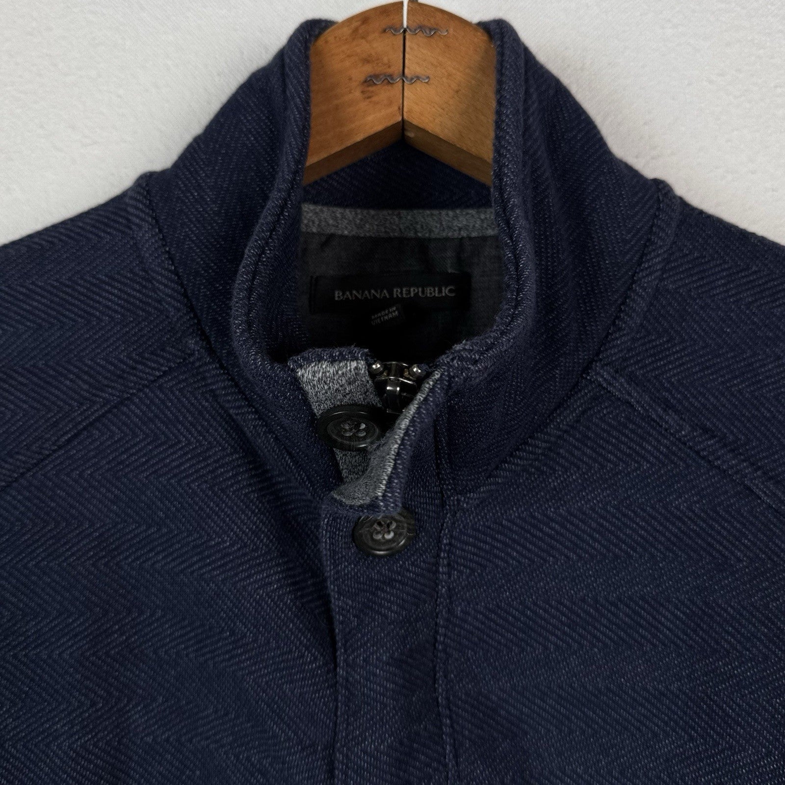Banana Republic Zip/Button Sweater Herringbone Blue Men’s Large Jacket