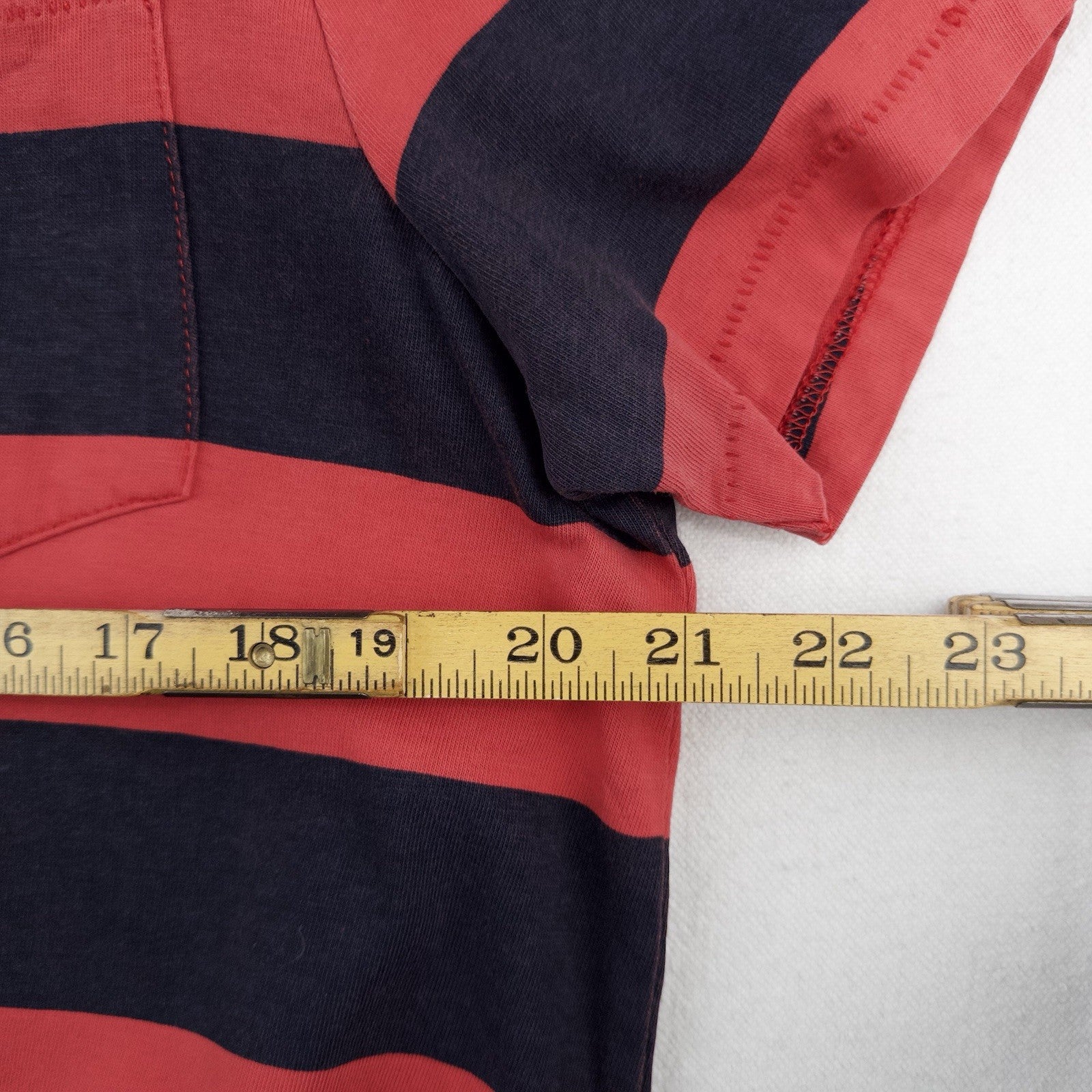 M.Nii Surf Pocket T-shirt Men’s XL Red Blue Striped Short Sleeve Cotton Made USA