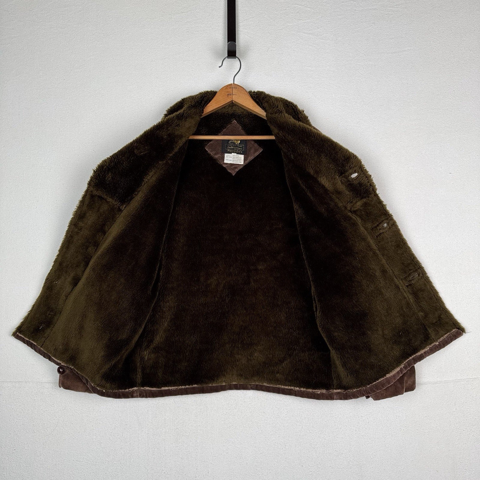 Vintage Outerwear For Alexander’s Coat Men’s 44 Brown Corduroy Faux Fur Japan