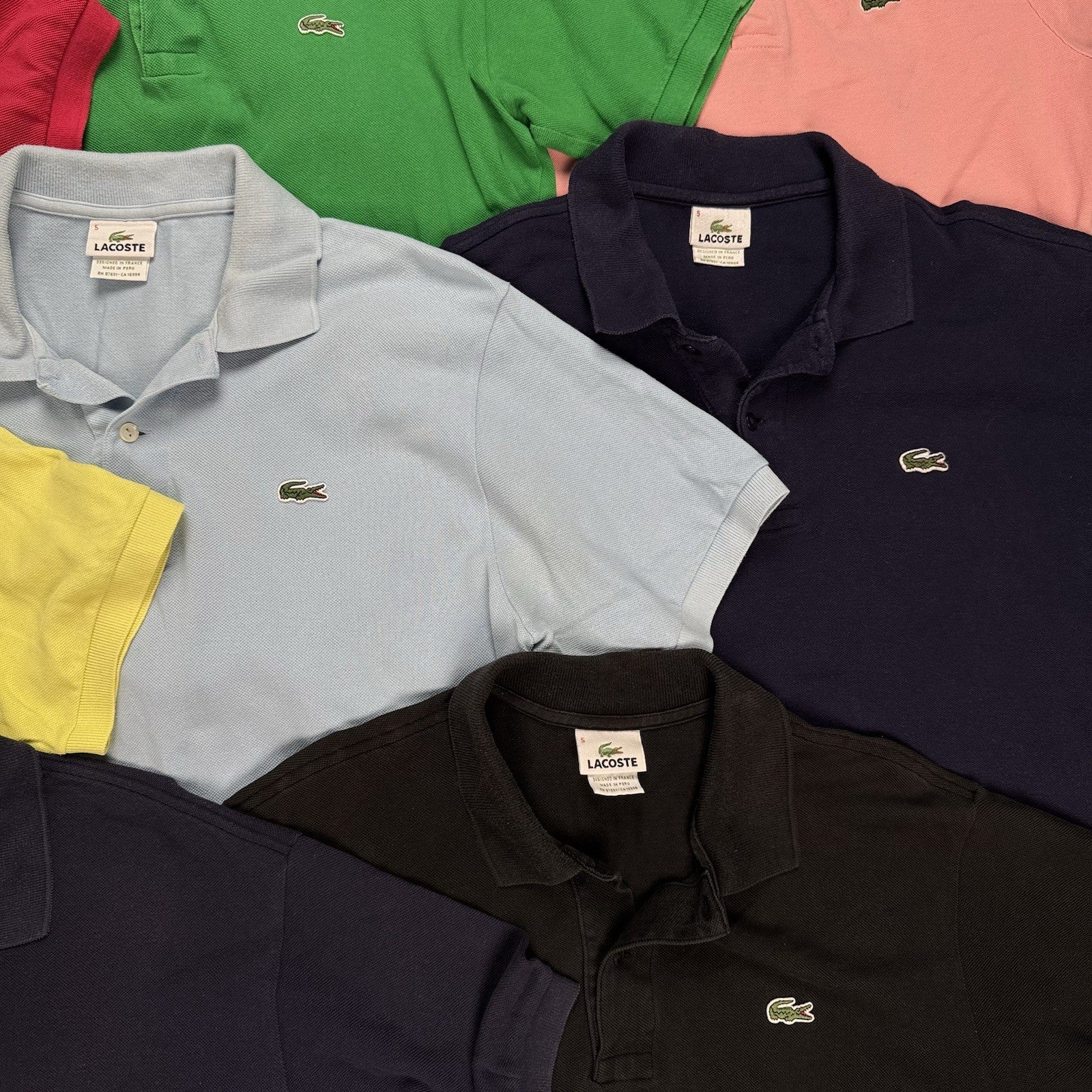 Lot of 10 Lacoste Short Sleeve Polo Shirts Wholesale Box 3,4,5,8,S,L,XL,2XL