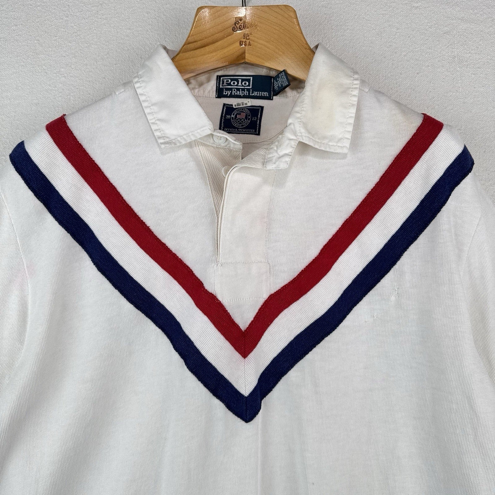 2012 Vtg Polo Ralph Lauren US Olympic Chevron Rugby Chariots Fire Custom Fit XL
