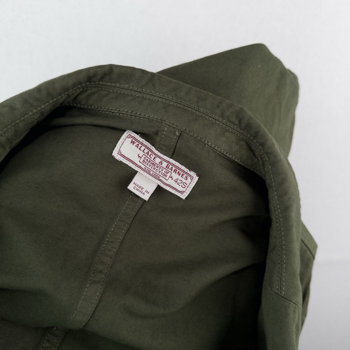 Wallace Barnes Tessuti Sondrio Olive Green Cotton Workwear Chore Coat Blazer 42S