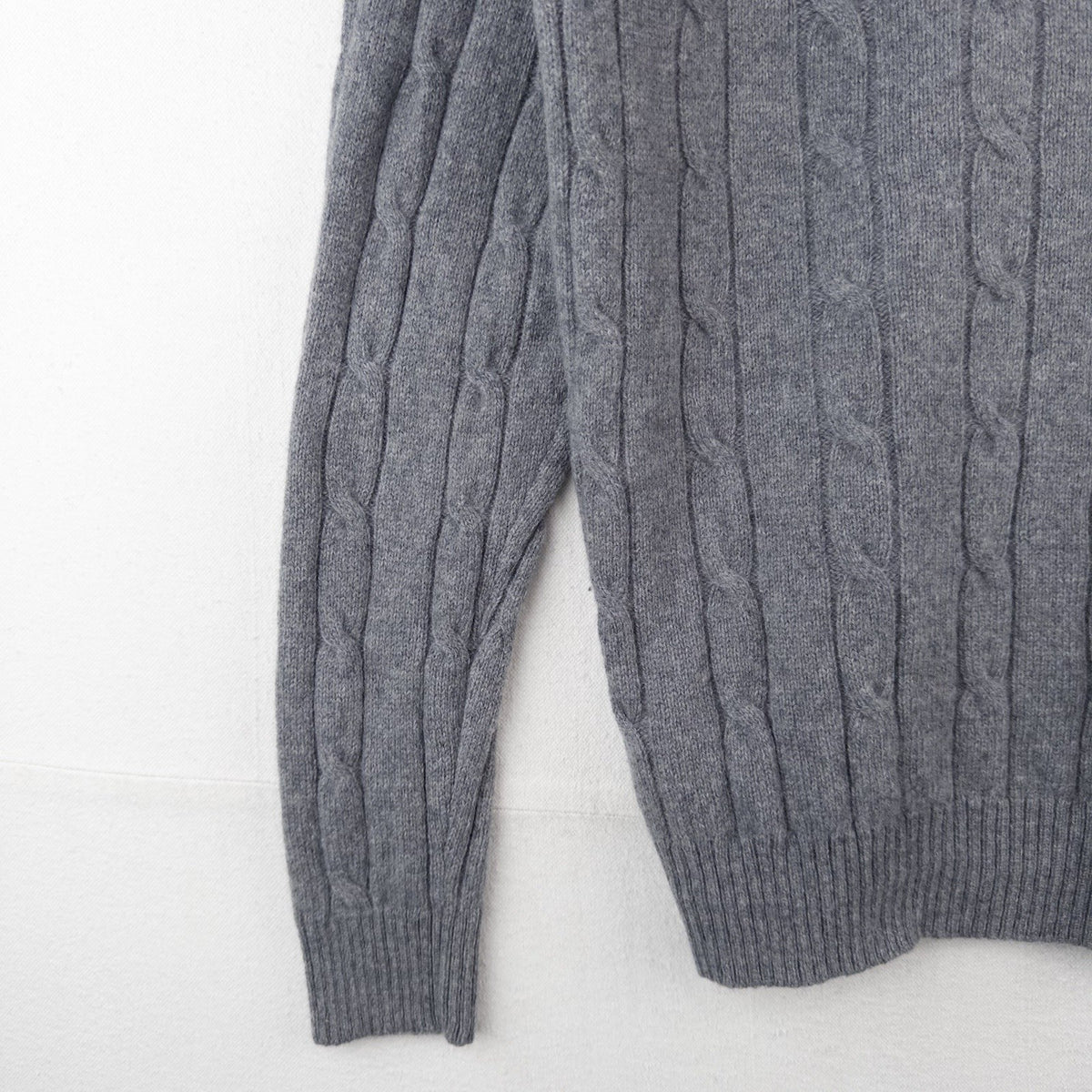 Brooks Brothers Gray 100% Italian Lambswool Cable Knit Sweater Men’s XL