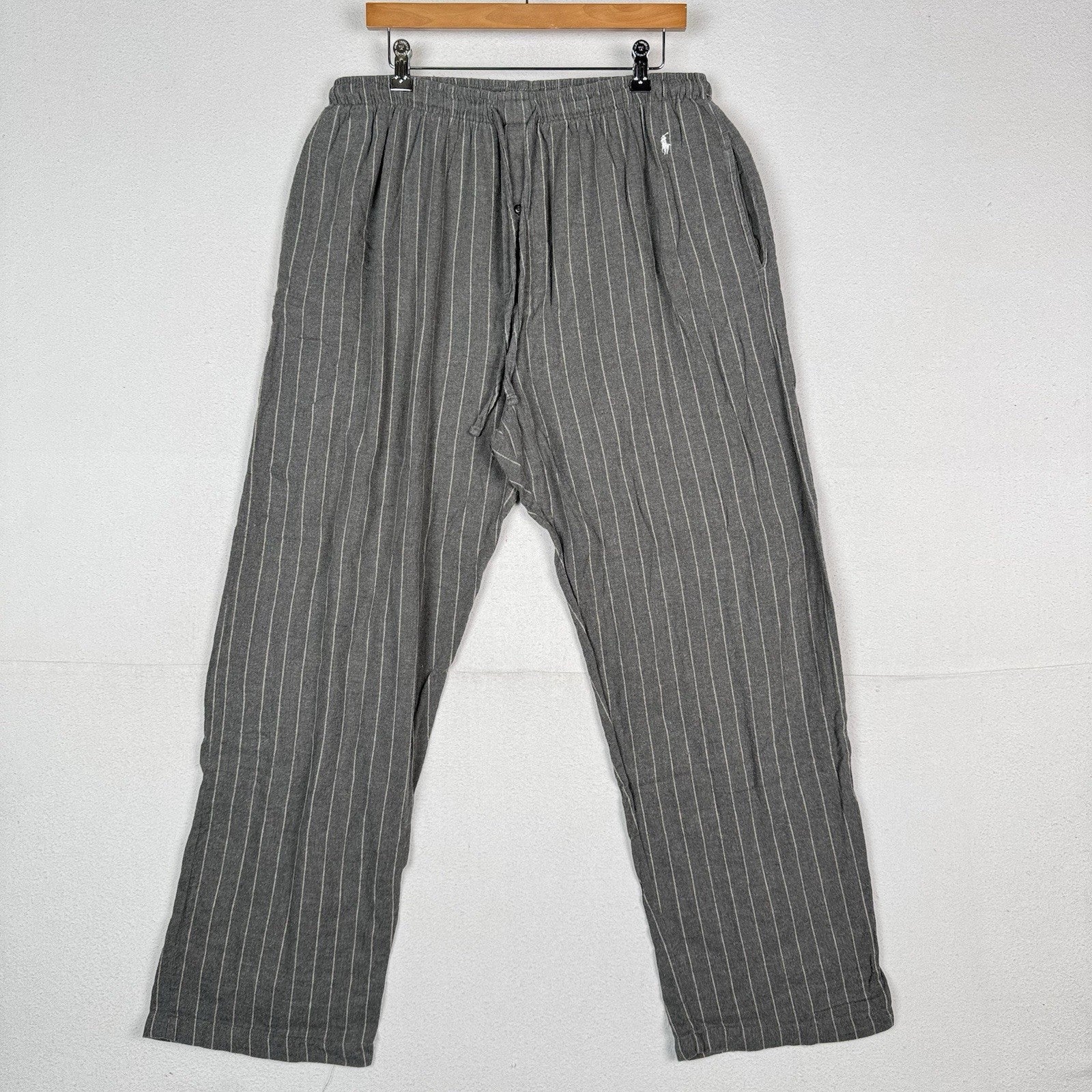 Polo Ralph Lauren Men Pajama Pants 100% Brushed Cotton Grey Pinstripe XL (40-42)