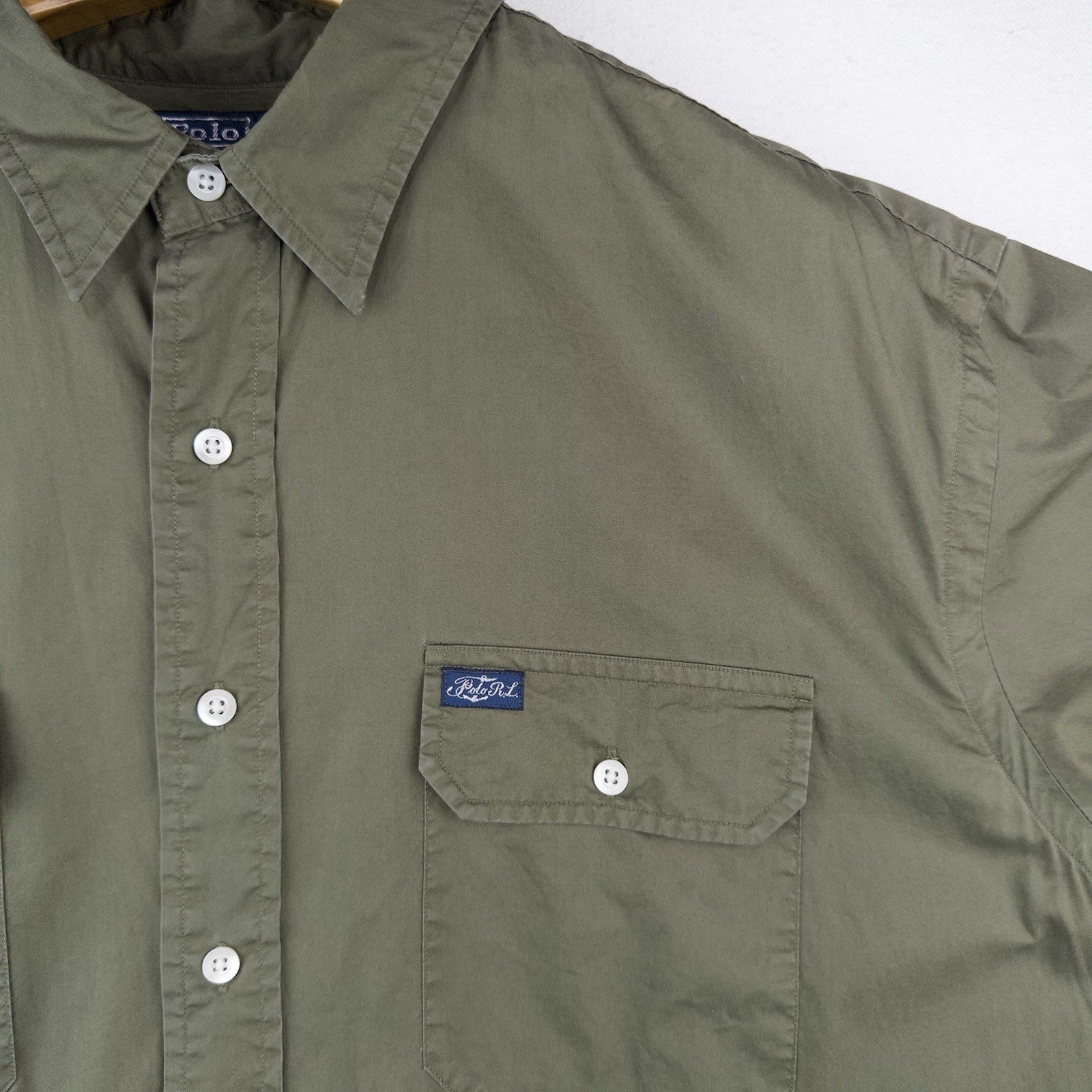 90’s Vtg Polo Ralph Lauren Lightweight SS Button Up Shirt Mens 2XL Green Utility