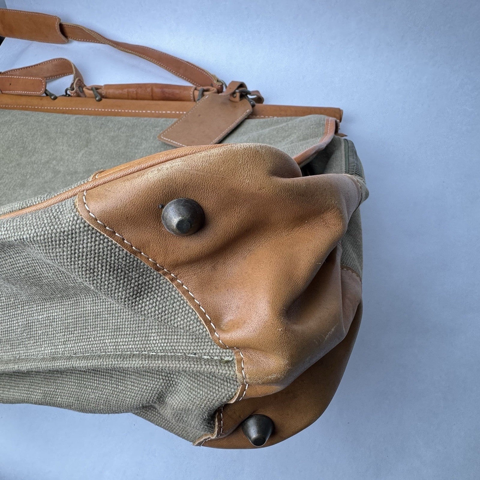 Vintage Safari Waxed Canvas Leather Laptop Briefcase Messenger Bag 19”x7”x15”