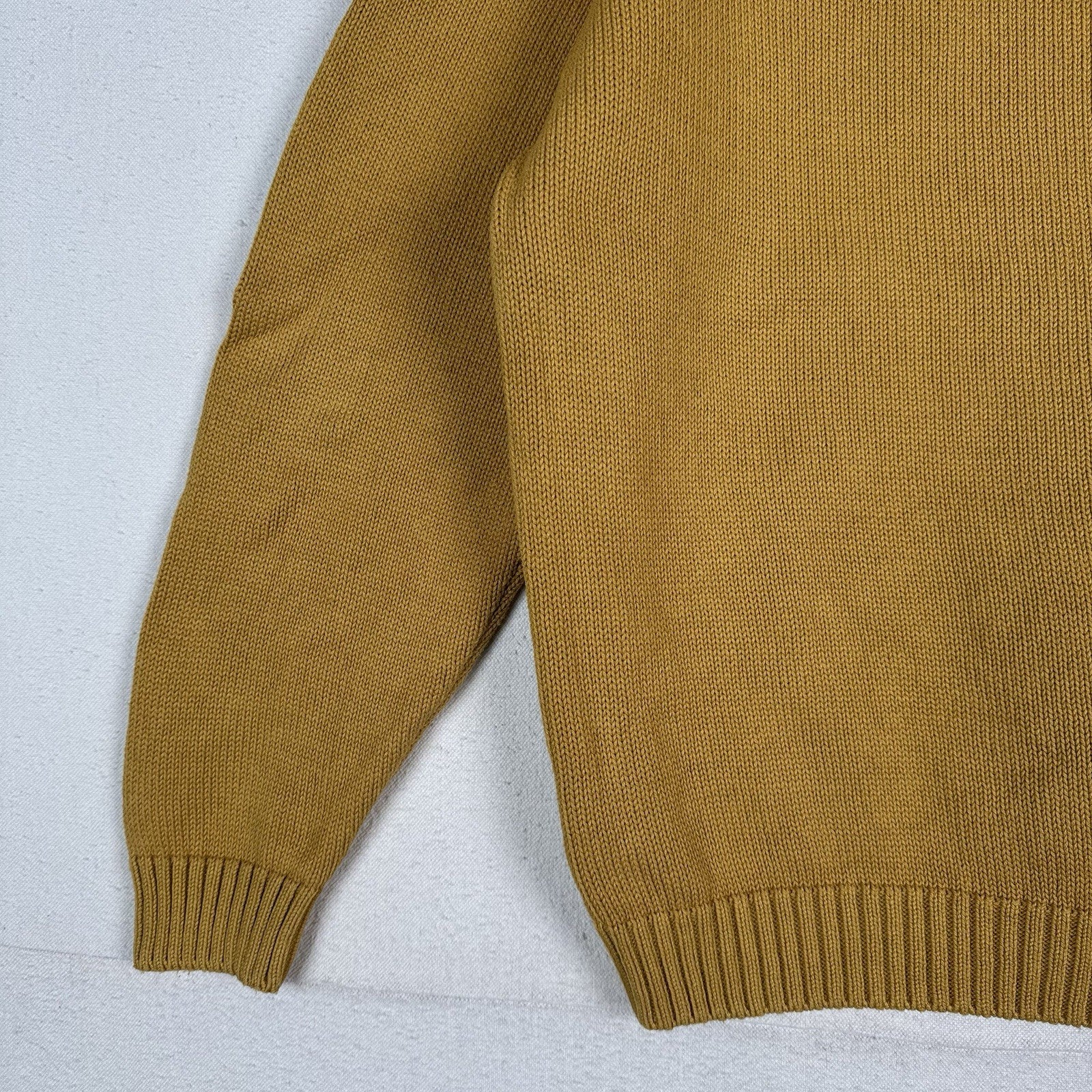 Lands End Womens Crewneck Sweater Yellow Size Large 14-16 Midweight Cotton USA