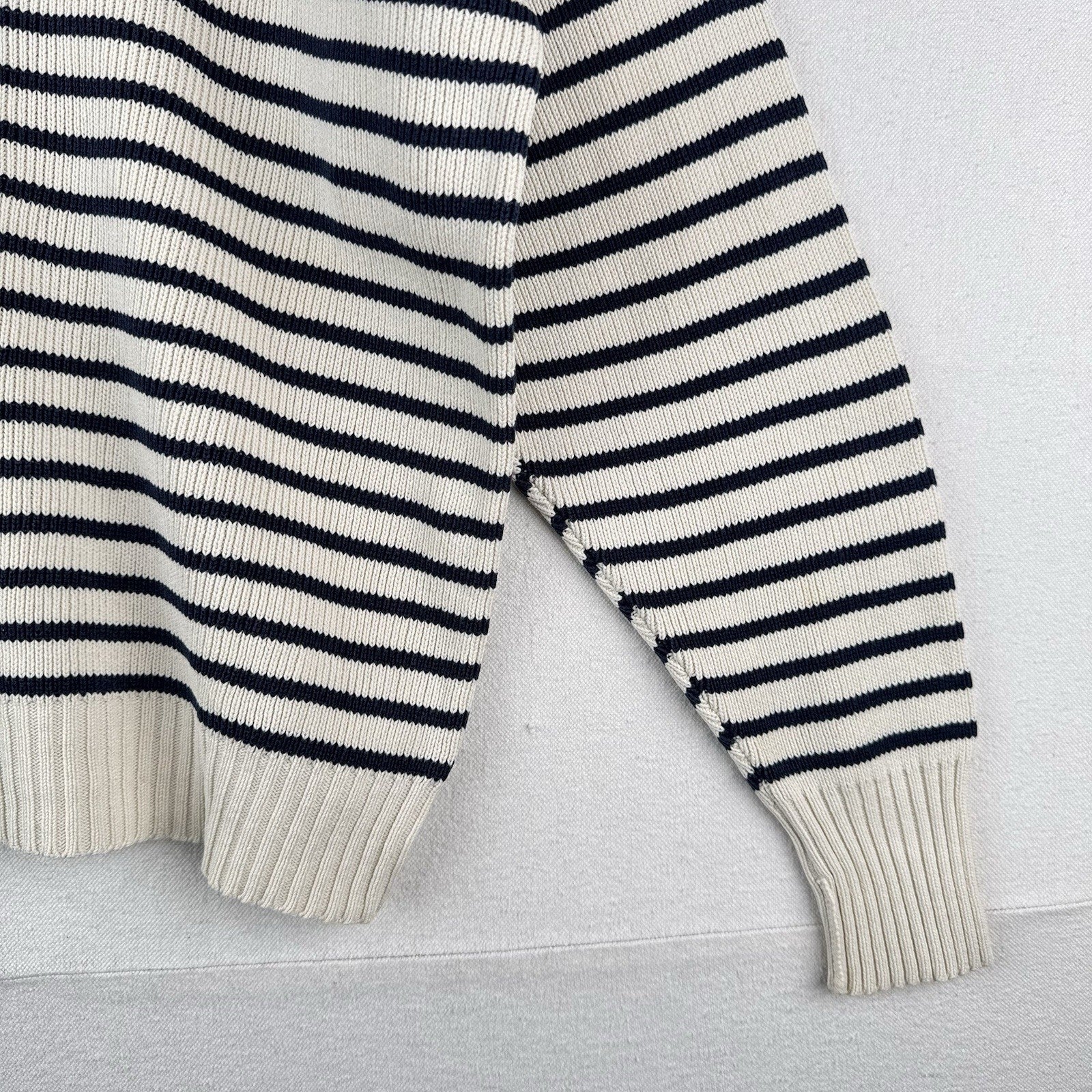 Ralph Lauren Nautical Striped Turtleneck Sweater Navy Blue White Women’s Medium