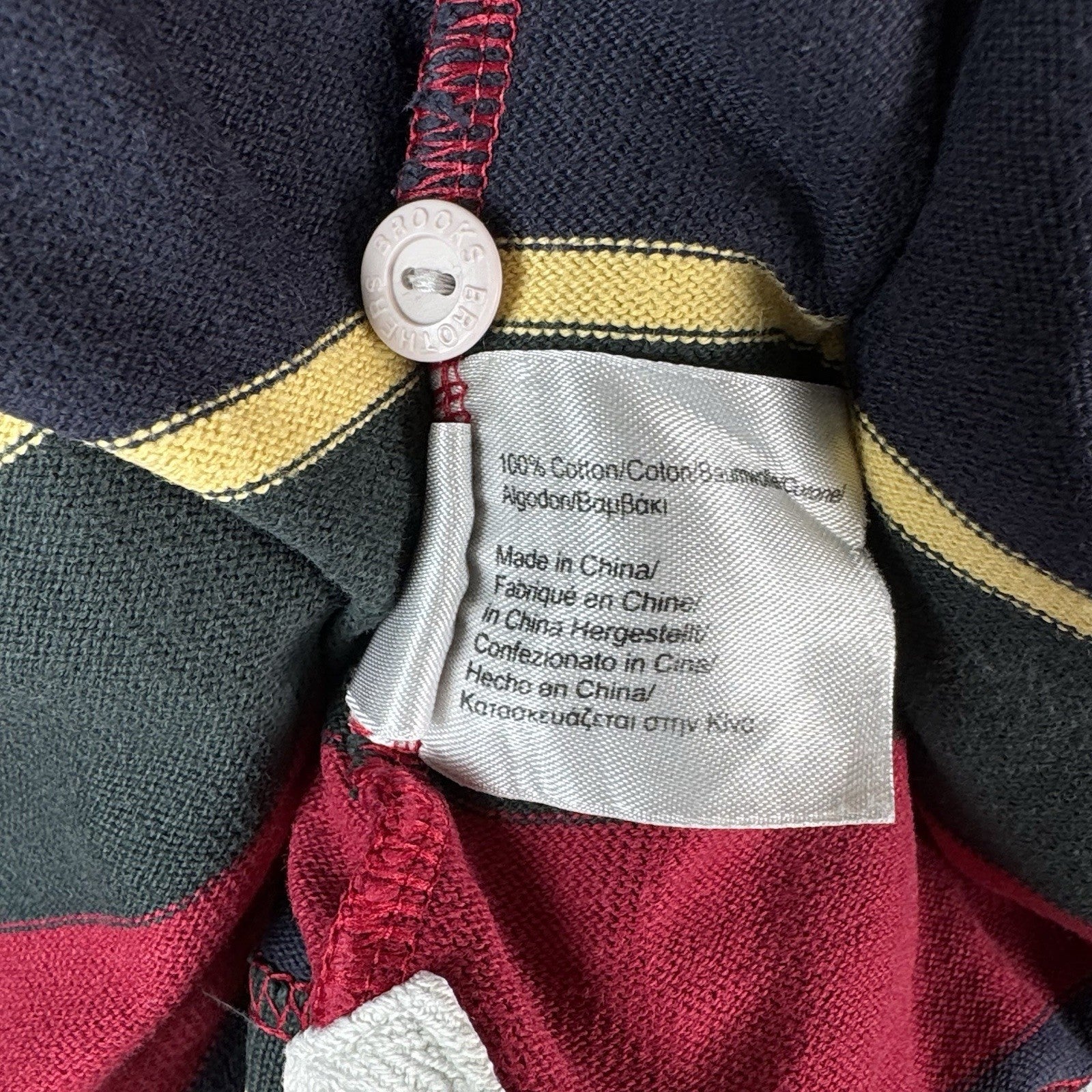 Vintage 90s Brooks Brothers Polo Rugby Striped Red Blue Yellow LS *Distressed