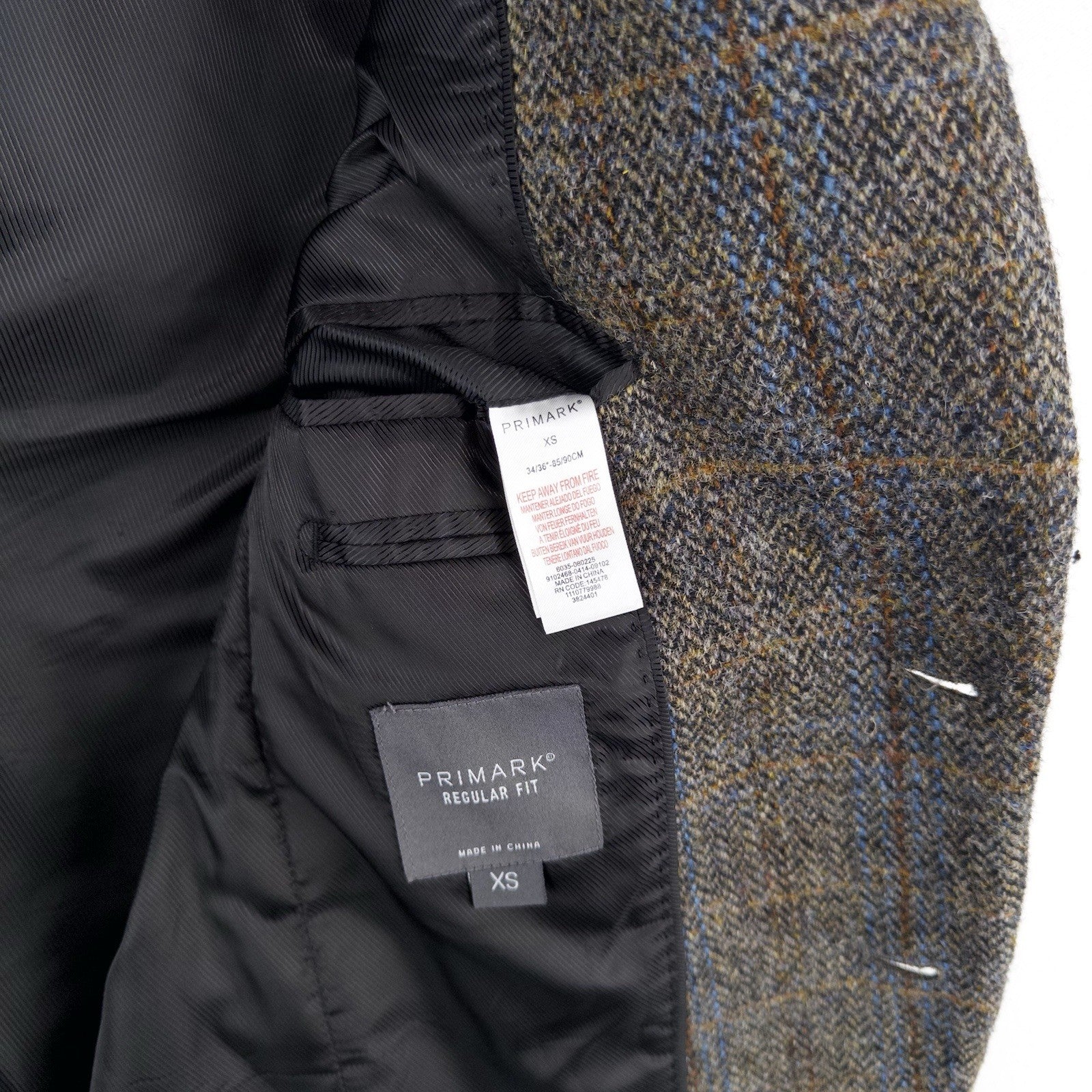 Harris Tweed 100% Pure New Wool Brown Gray Herringbone XS Regular Chest 34”