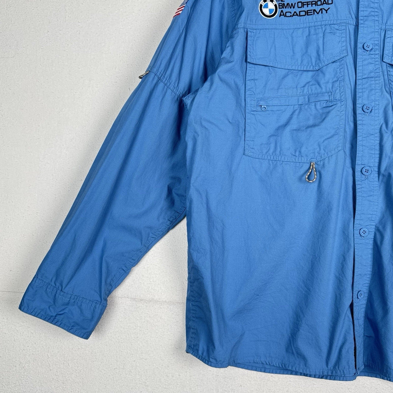 Vintage BMW Offroad Academy X Eddie Bauer Men’s L Blue Race Safari Shirt