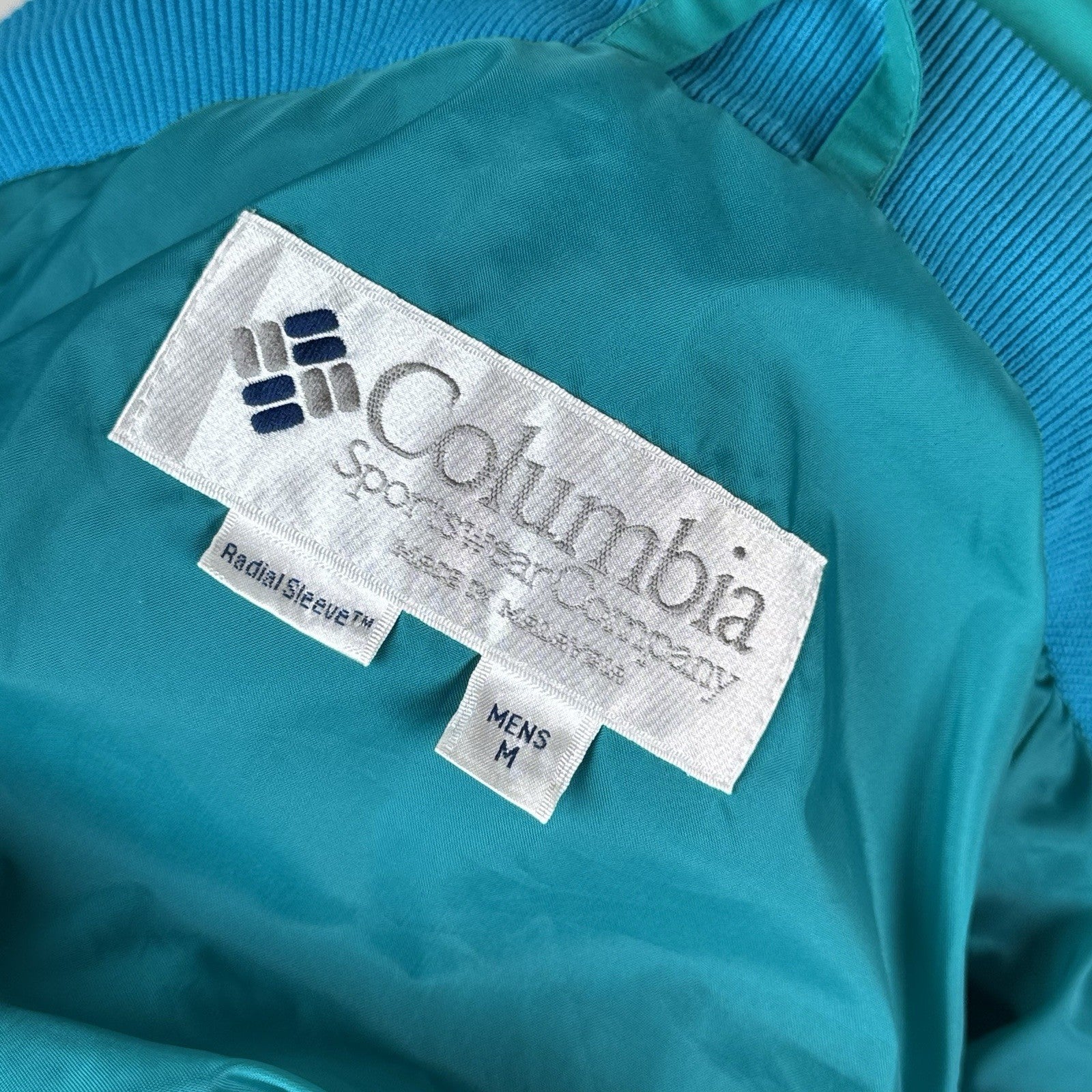 Vtg 90s Columbia Mens Bugaboo Jacket Radial Sleeve Medium Pink Teal *Shell Only