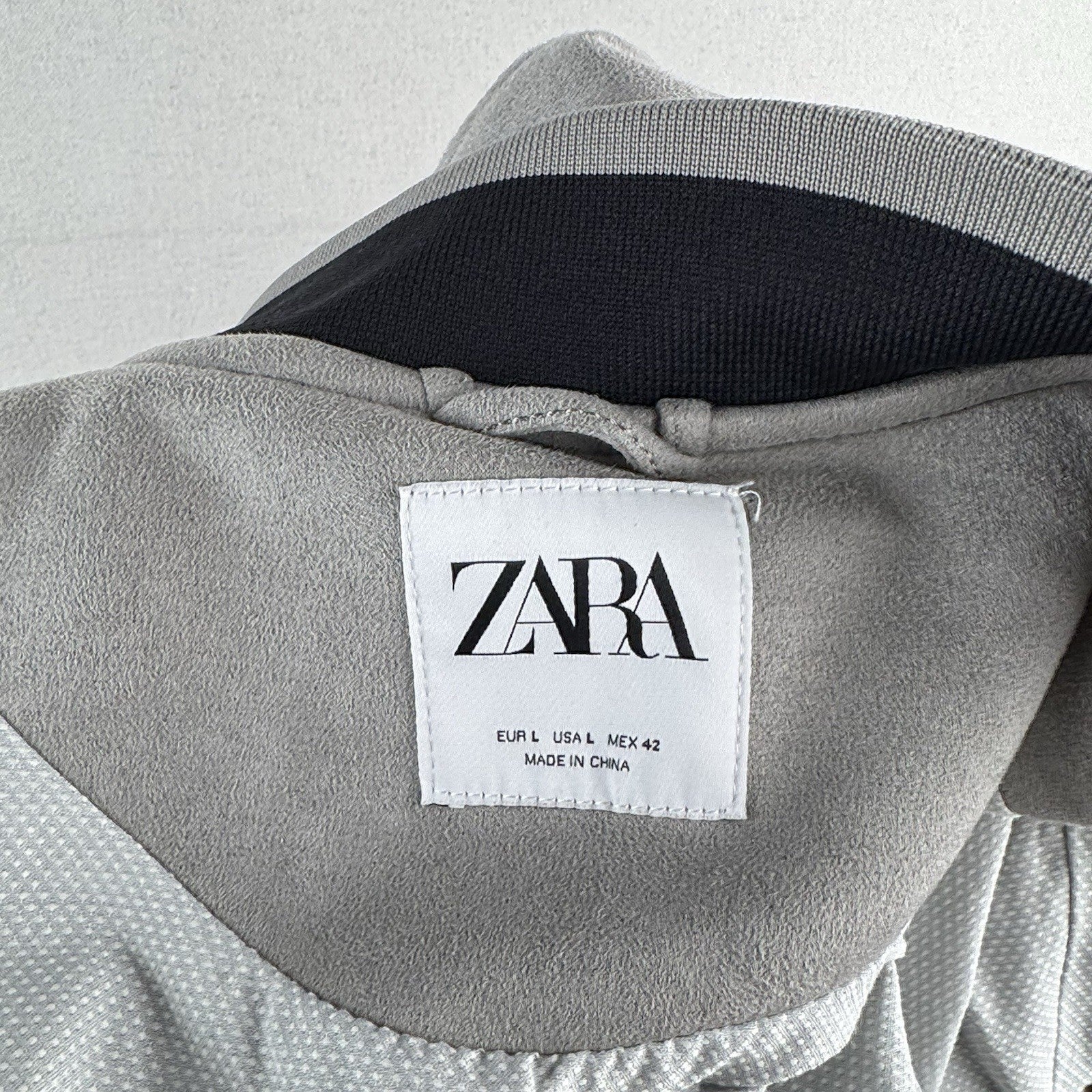 Zara Faux Suede Men’s Large Zip Bomber Jacket Gray