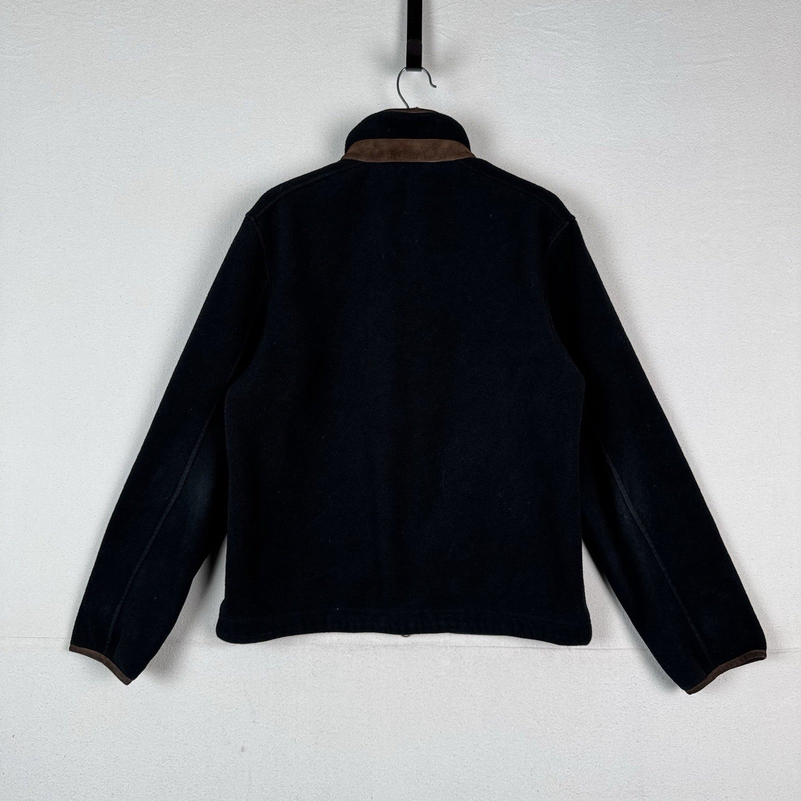 Vintage Polo Ralph Lauren Fleece Leather Trim Men’s Black L Jacket Distressed*