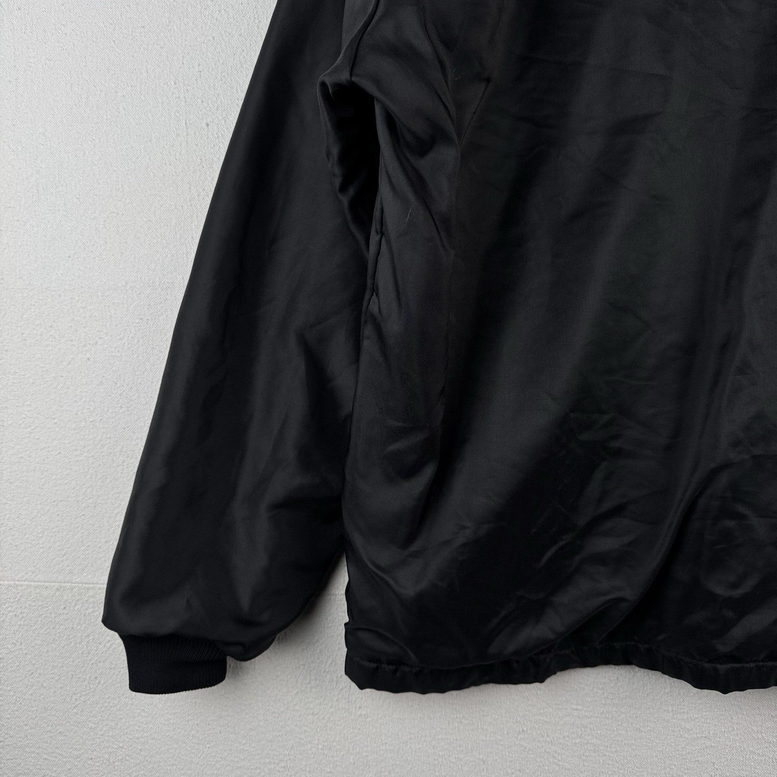 70's Vtg Parker Hannifin Fleece Lined Coach Jacket Chain Stitched "Carl" Black L