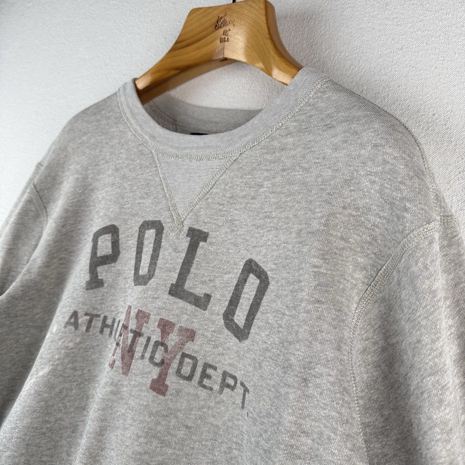 Polo Ralph Lauren Sweatshirt Men’s L Gray Polo NY Athletic Dept Fleece Crewneck