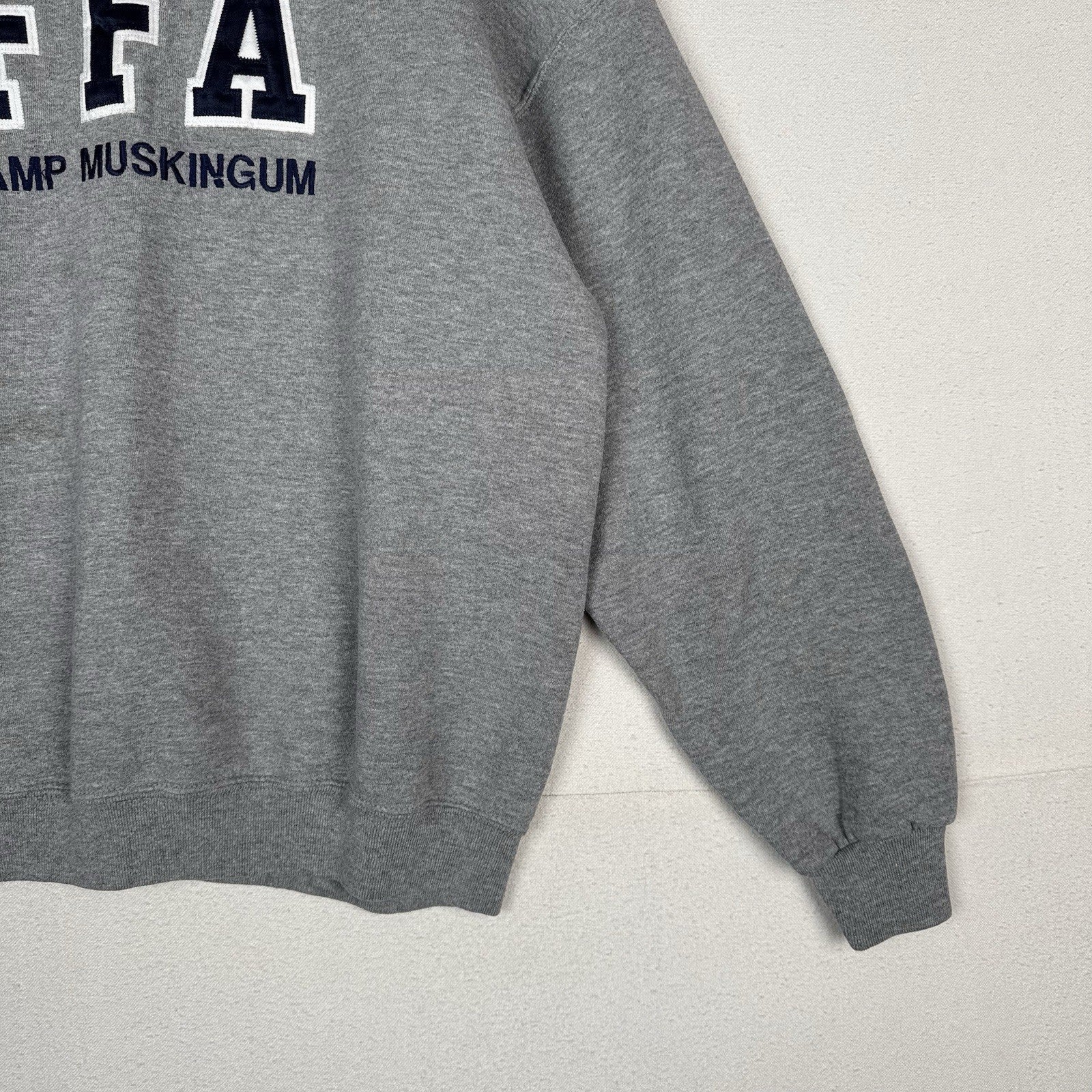 Vintage FFA Crewneck Men’s XL Gray Pullover Spellout Embroidered Camp Muskingham