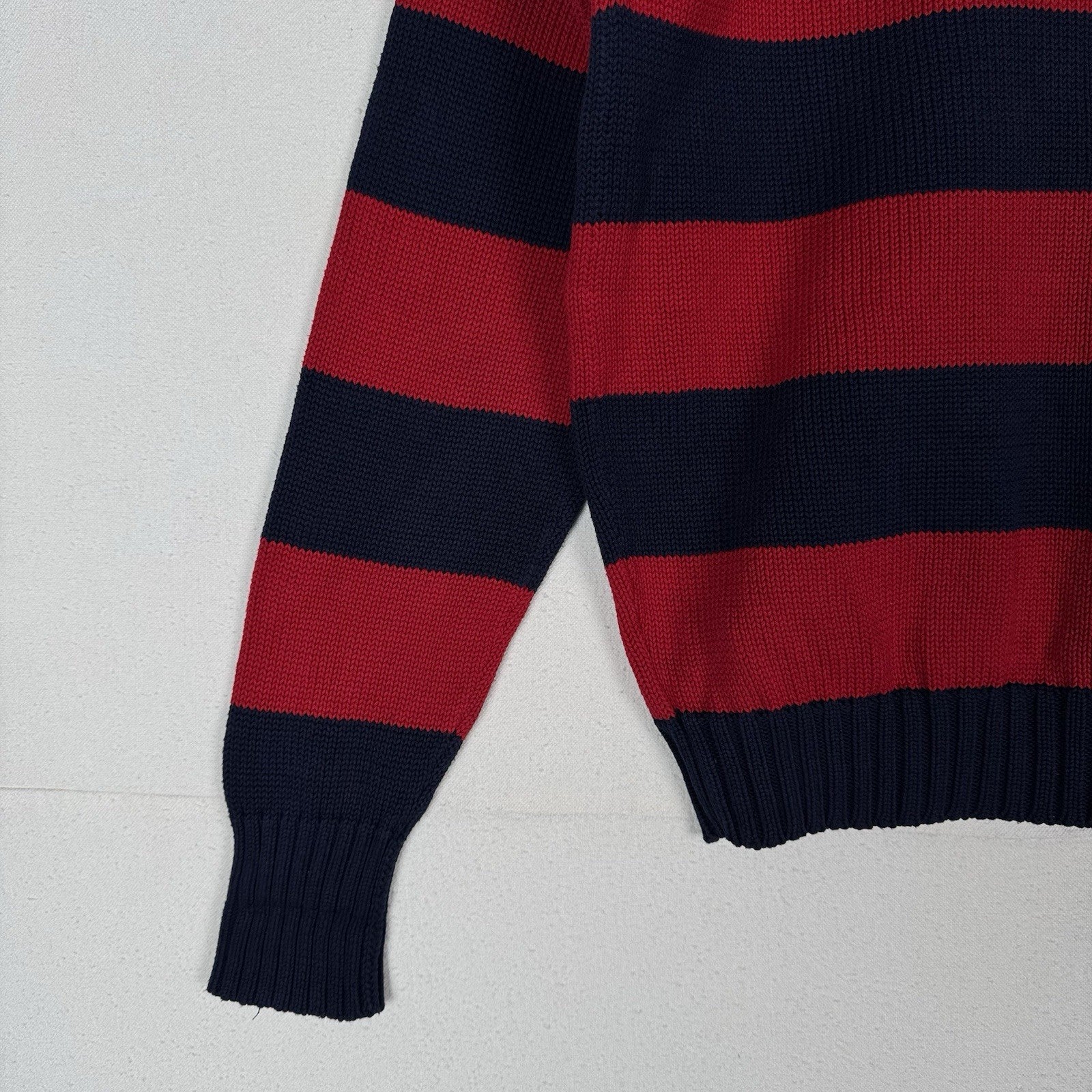 90’s Vtg Polo Ralph Lauren Knit Sweater Men’s M Red Navy Blue Color Block *Read