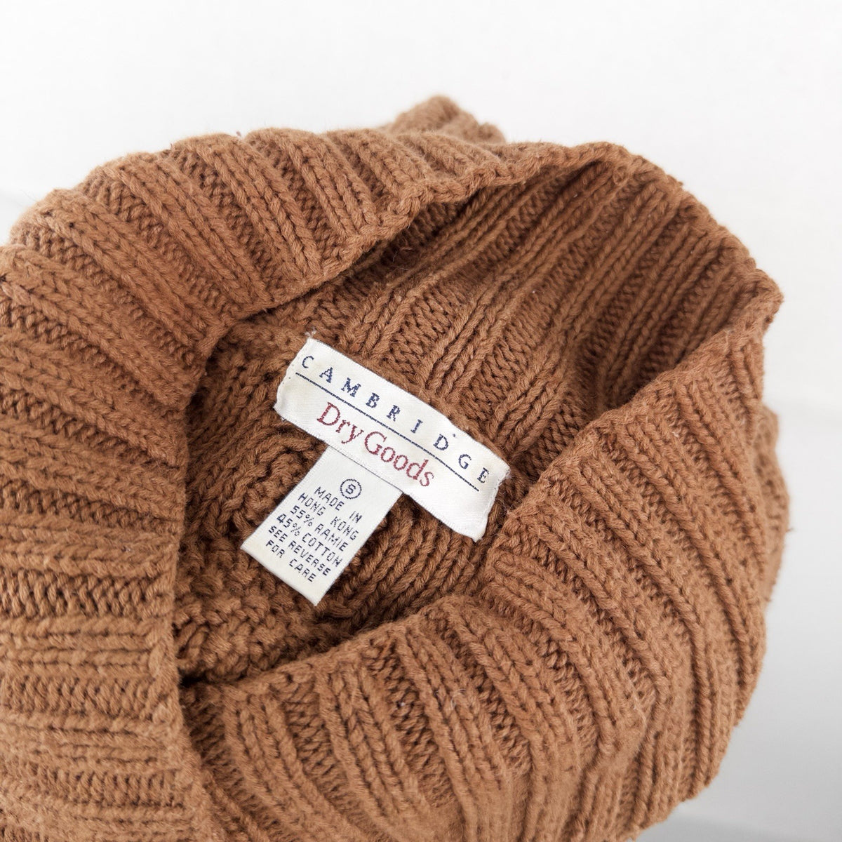 Cambridge Dry Goods Brown Cable Knit Wool Shawl Collar Sweater Women’s Small