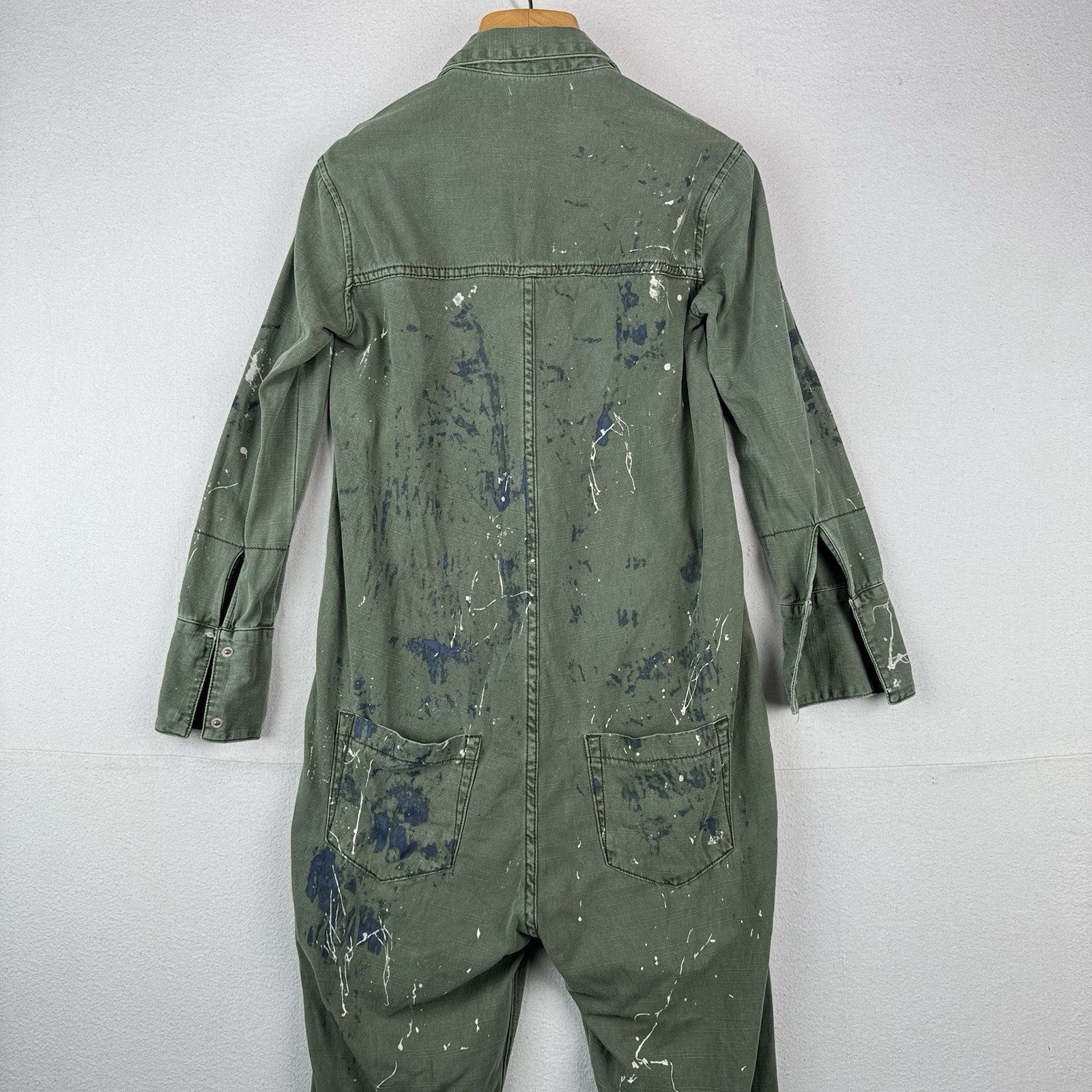 One Teaspoon Long Sleeve Distressed Jumpsuit Cotton Slouchy Snap Women’s XS