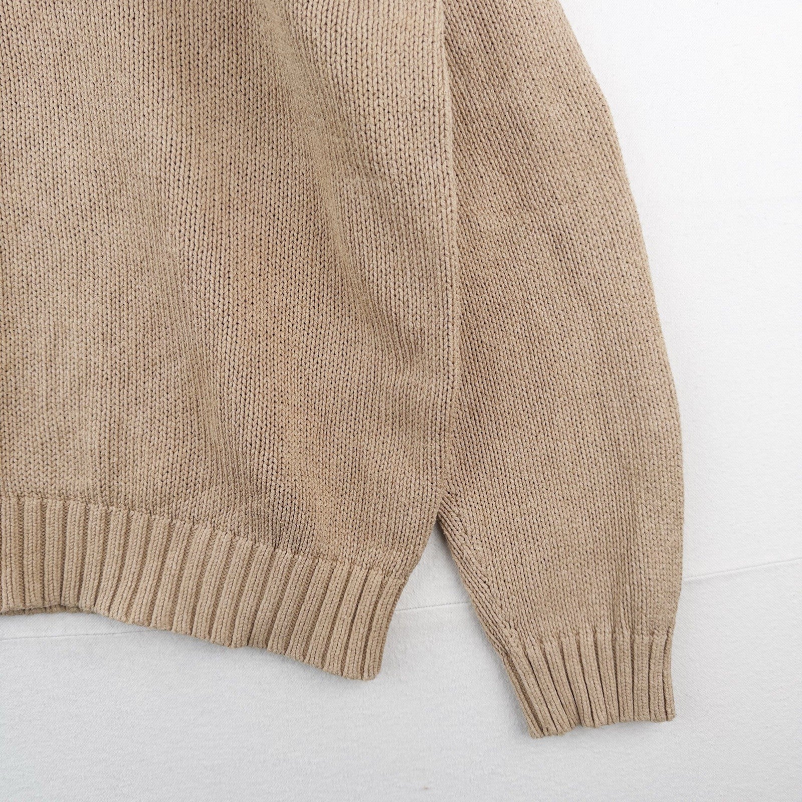90’s Vintage Polo Ralph Lauren Knit Sweater Mens 2XL Camel Brown Cotton Crewneck