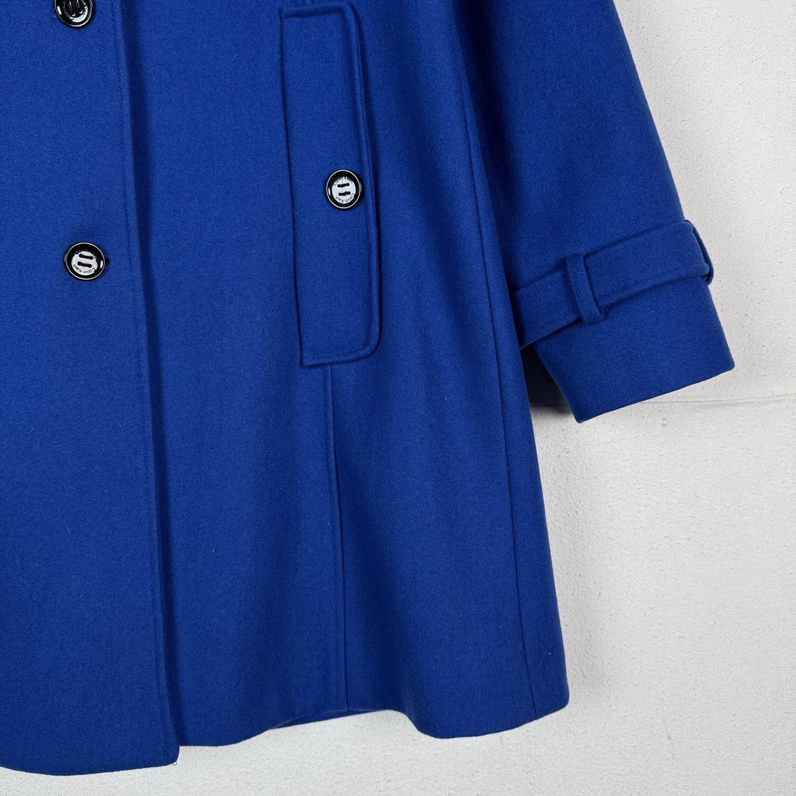 Calvin Klein Women’s Wool Blue Coat Jacket Size 6 Flap Cape Modern Formal