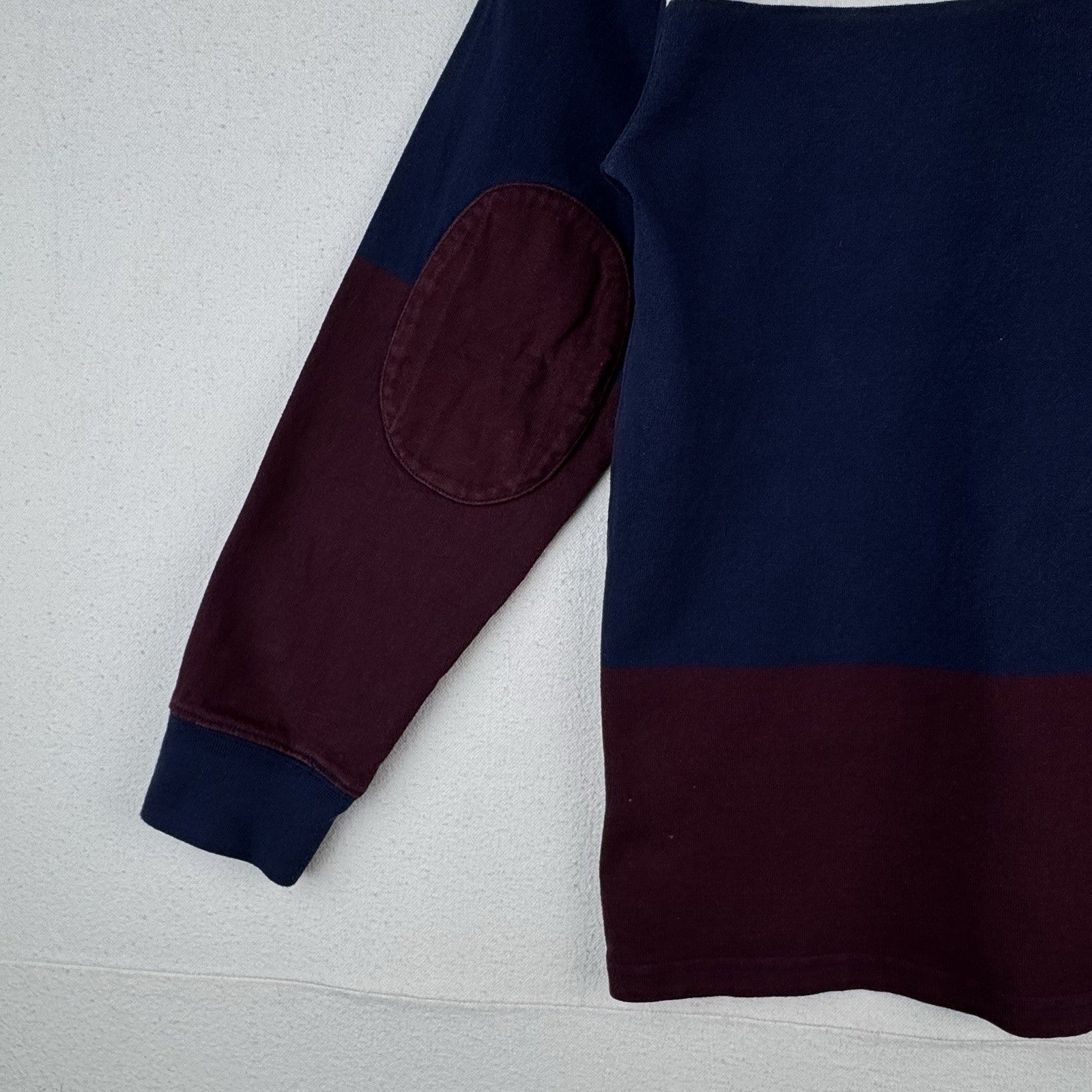 90’s Vtg Polo Ralph Lauren Women’s L Scribble Rugby  Shoulder Elbow Patch 17.5”