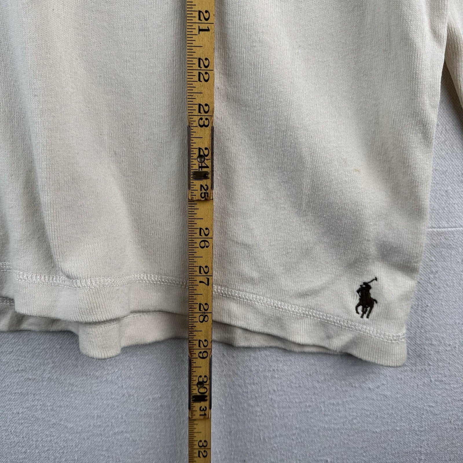 Vintage Polo Ralph Lauren Henley Shirt Mens 2XL Long Sleeve Cotton Beige