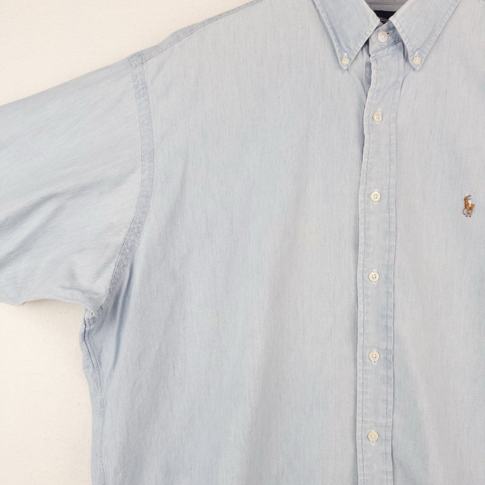 90’s Vintage Ralph Lauren Men’s XL Light Blue Chambray Blair Button Down Shirt
