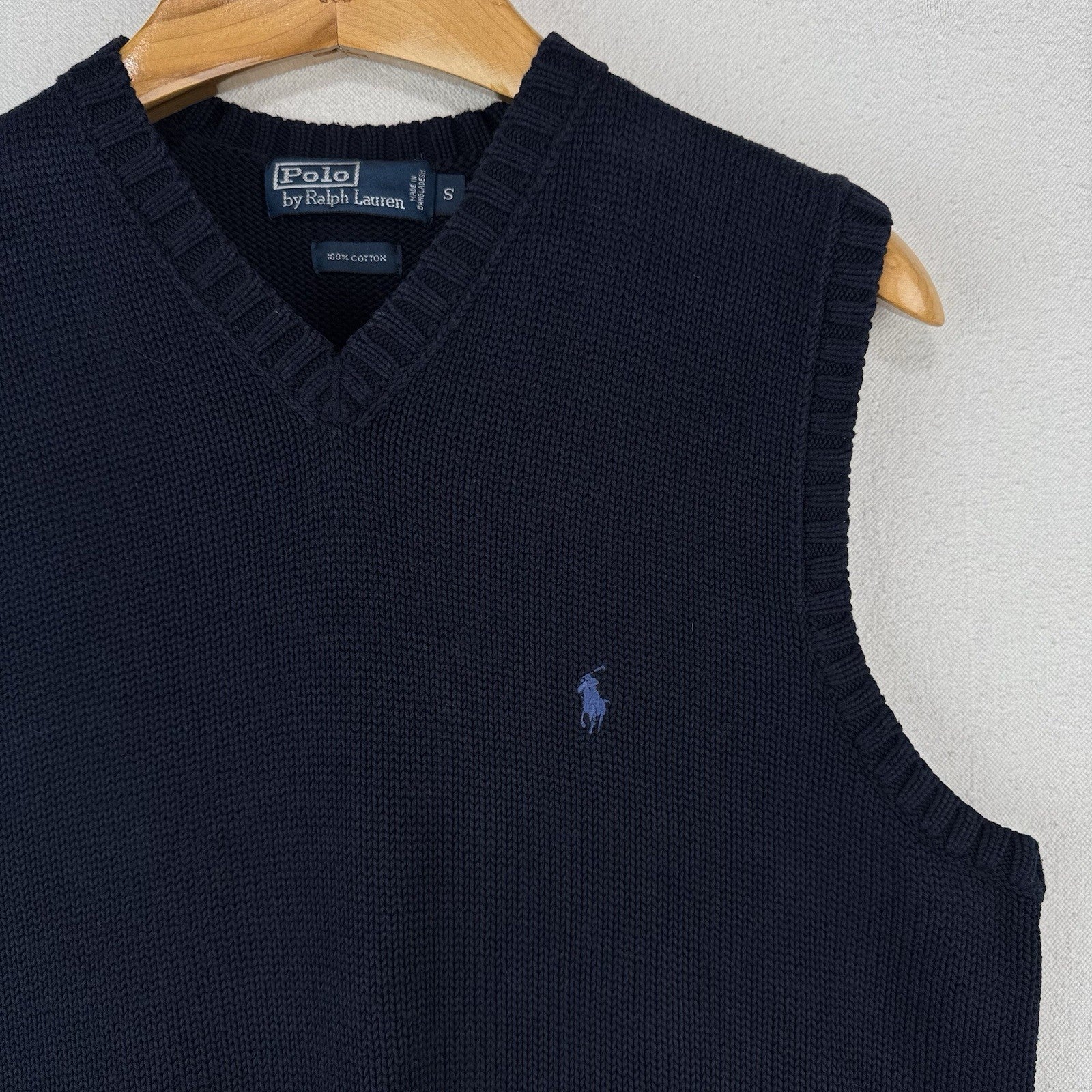 90’s Vtg Polo Ralph Lauren Sweater Vest Mens Small Blue V-Neck Blue Pony