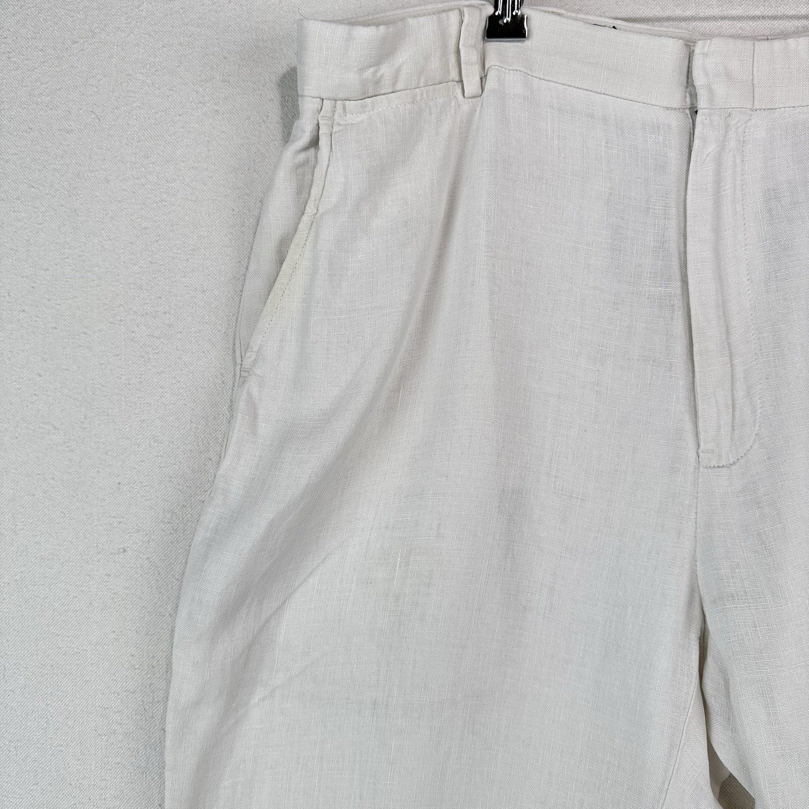 90’s Vtg Polo Ralph Lauren Mens 40x34 (38x32) Bone White Linen Pants Flat Front