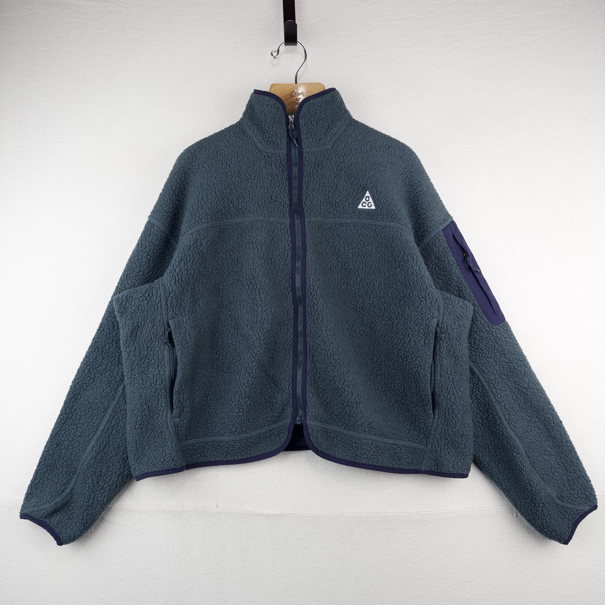 Nike ACG Arctic Wolf Polartec Fleece Sherpa Jacket Women’s XL Green Purple Boxy