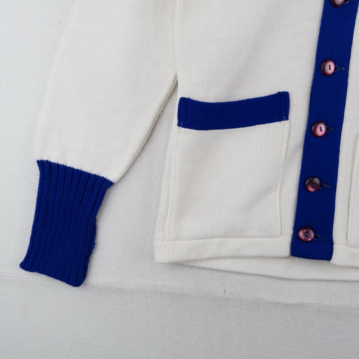 60’s Vtg Champion Letterman Cardigan Sweater Red White Blue 32” Youth M (10-12)
