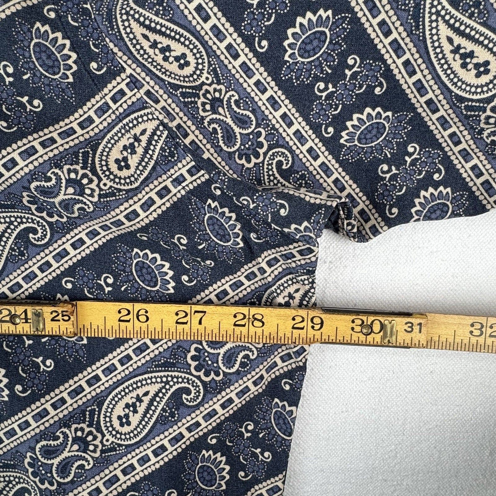 90s Vintage Polo Ralph Lauren Loop Collar Camp Shirt Blue Bandana Paisley